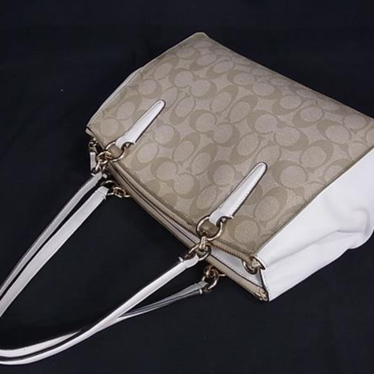 Coach Beige Ivory Pvc Leather Handbag Shoulder Bag Tote Bag (Pre-Owned)