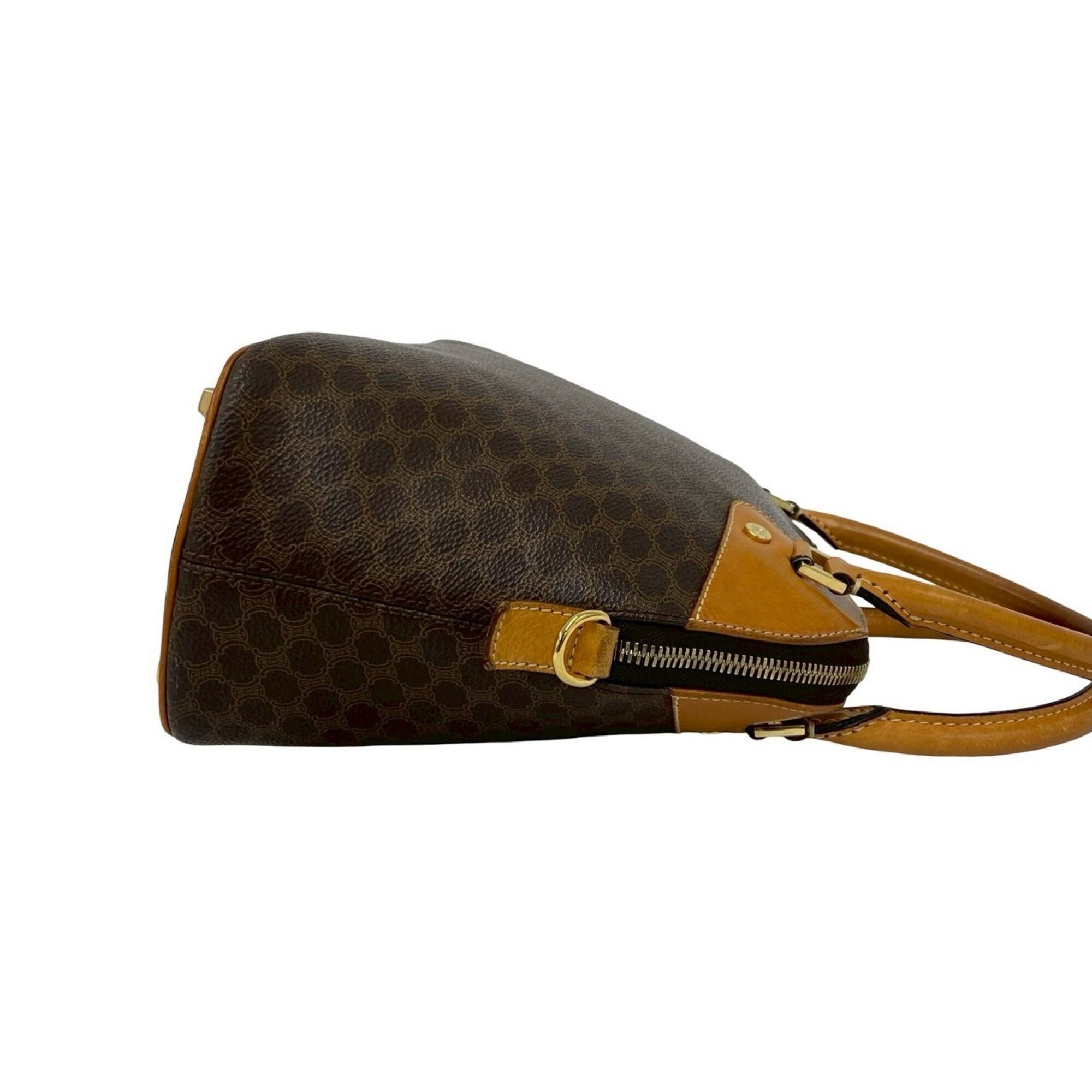 Celine Brown Leather Pvc Boston Bag Handbag (Pre-Owned)