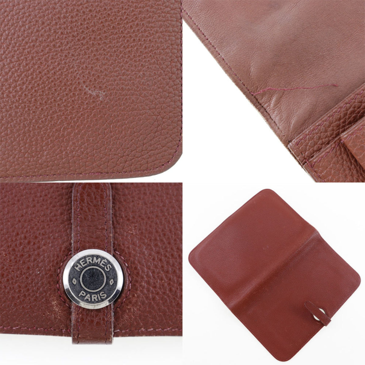 Hermes Bordeaux Taurillon Clemence Leather Coin Purse/Coin Case (Pre-Owned)