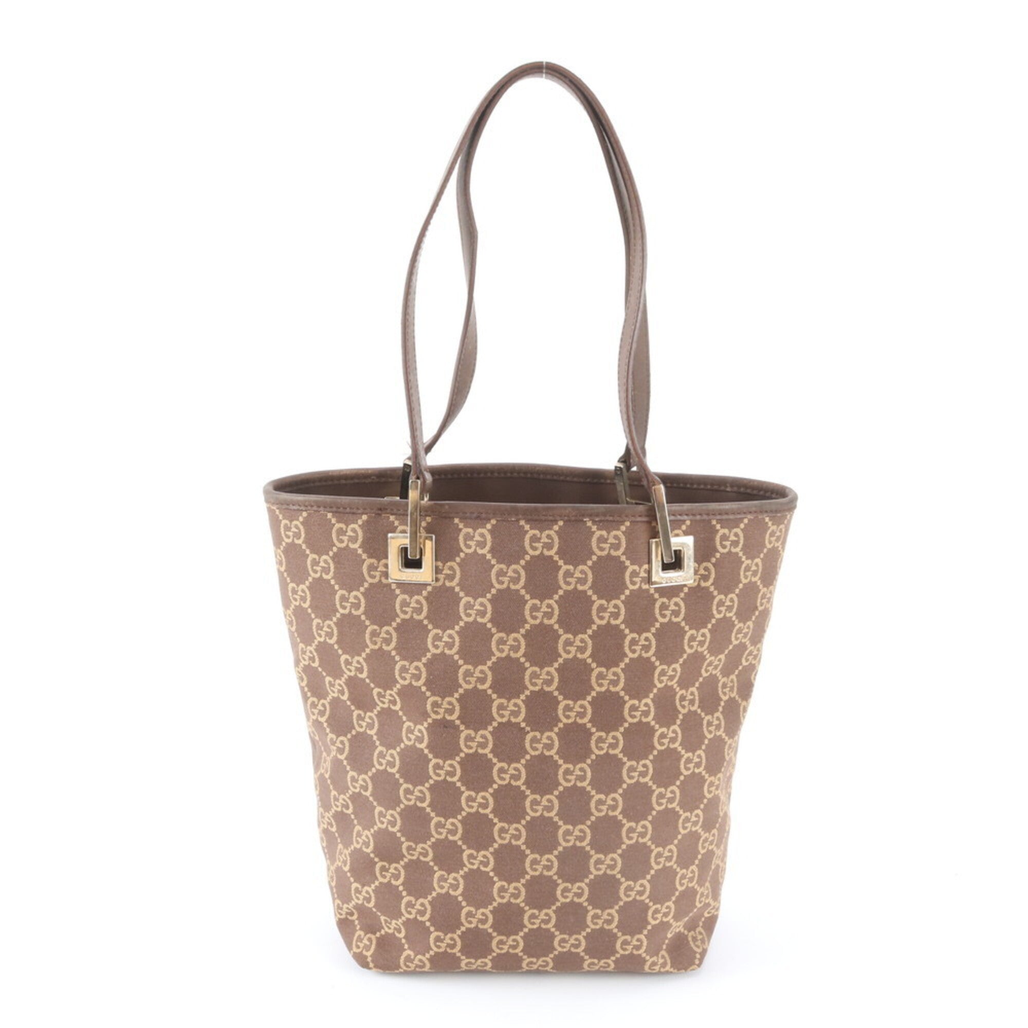 Gucci Gg Canvas Brown Gg Canvas Leather Handbag Tote Bag (Pre-Owned)