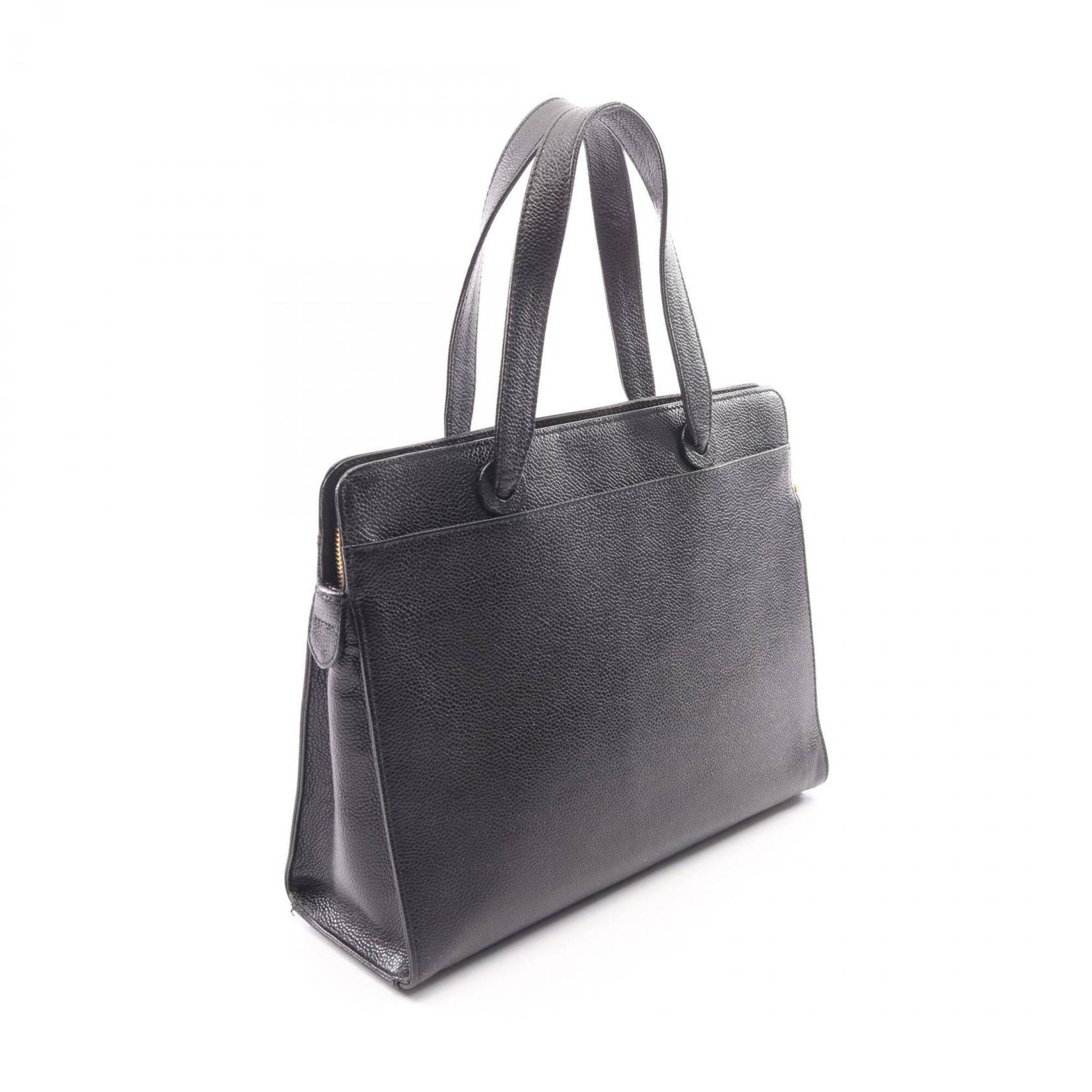 Chanel Black Grained Calfskin Handbag Tote Bag (Pre-Owned)