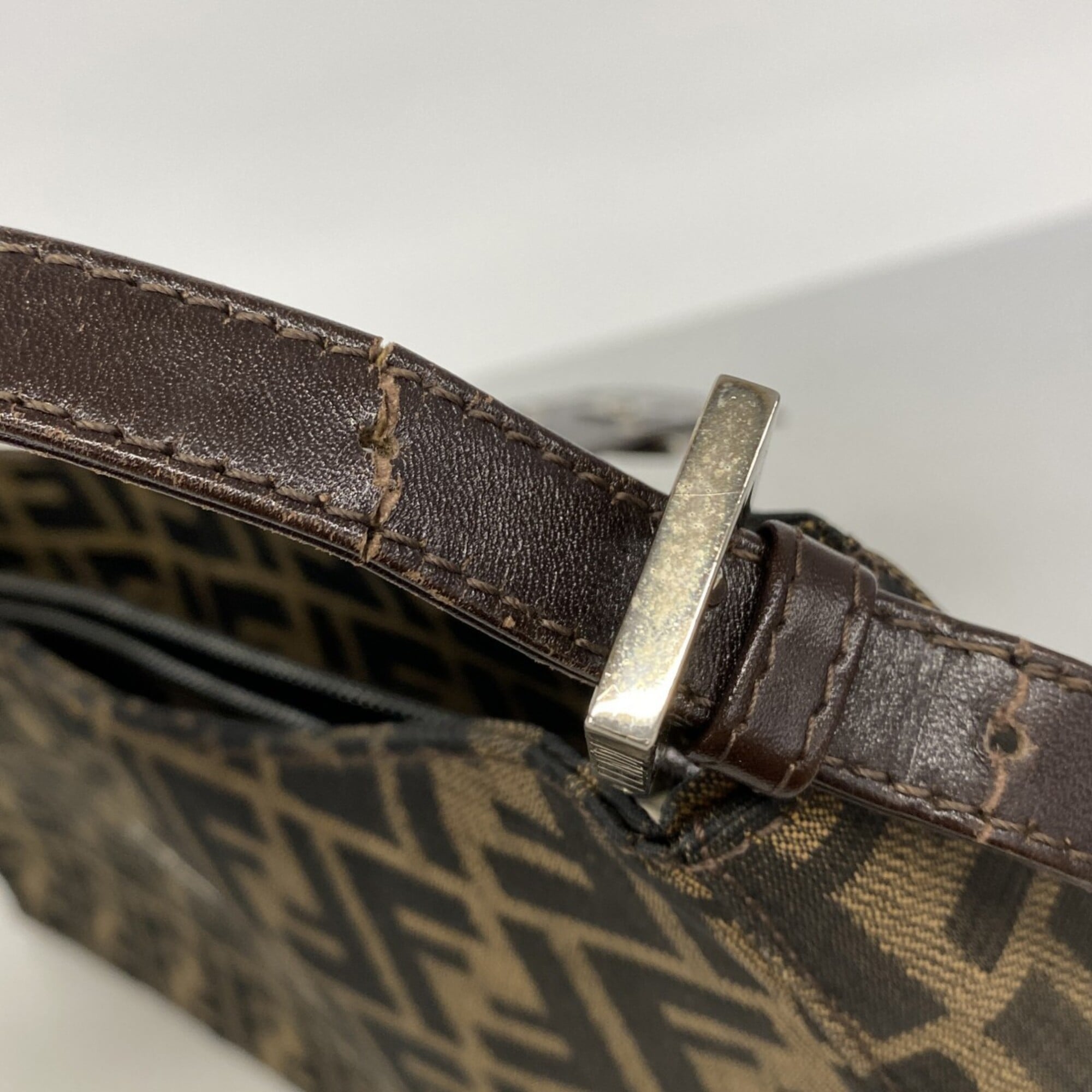 Fendi Brown Nylon Canvas Shoulder Bag (Pre-Owned)