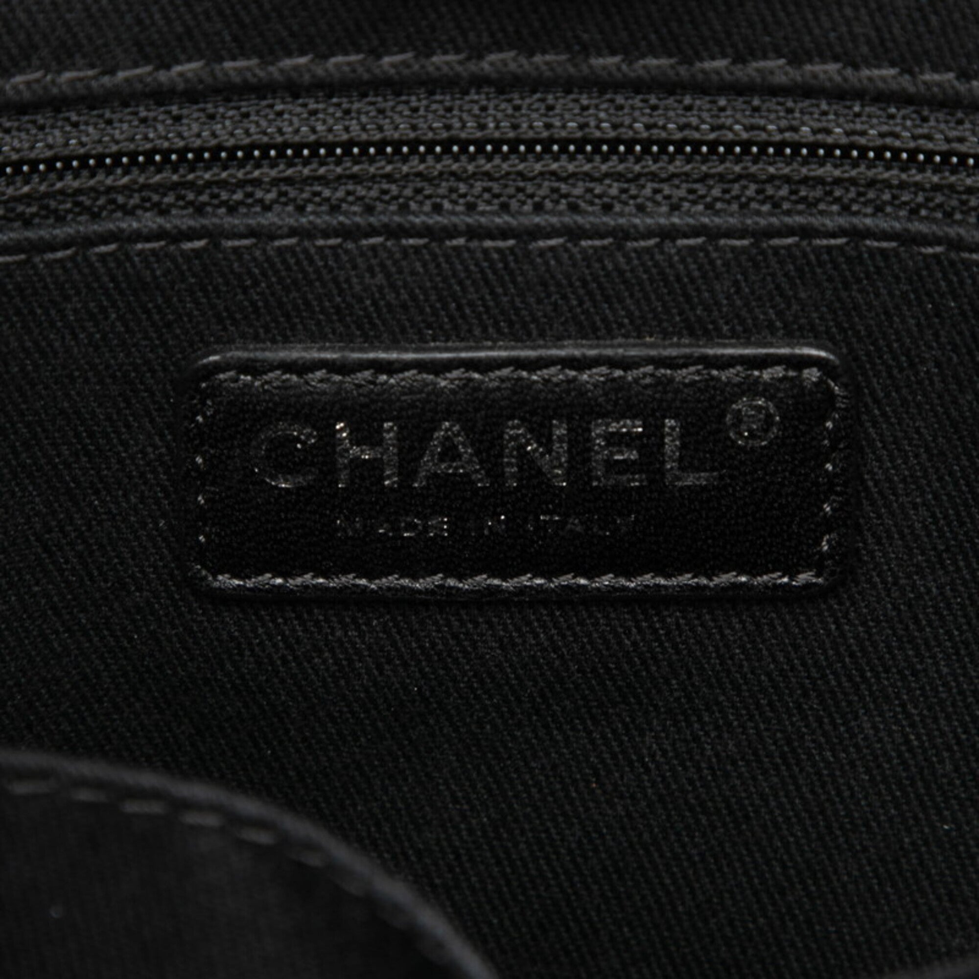 Chanel Black Gray Canvas Leather Shoulder Bag Tote Bag (Pre-Owned)