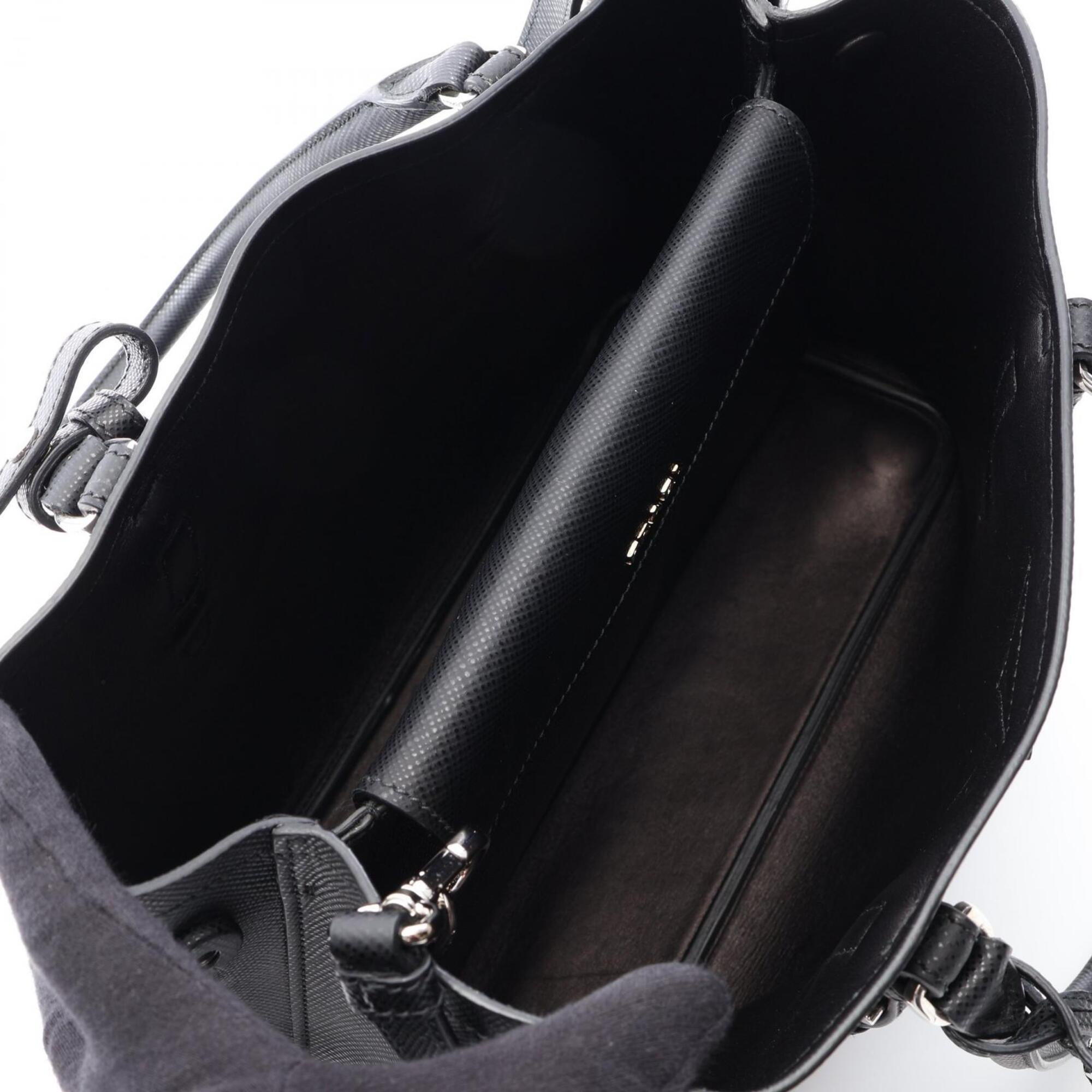 Prada Black Saffiano Triangle Handbag Tote Bag (Pre-Owned)