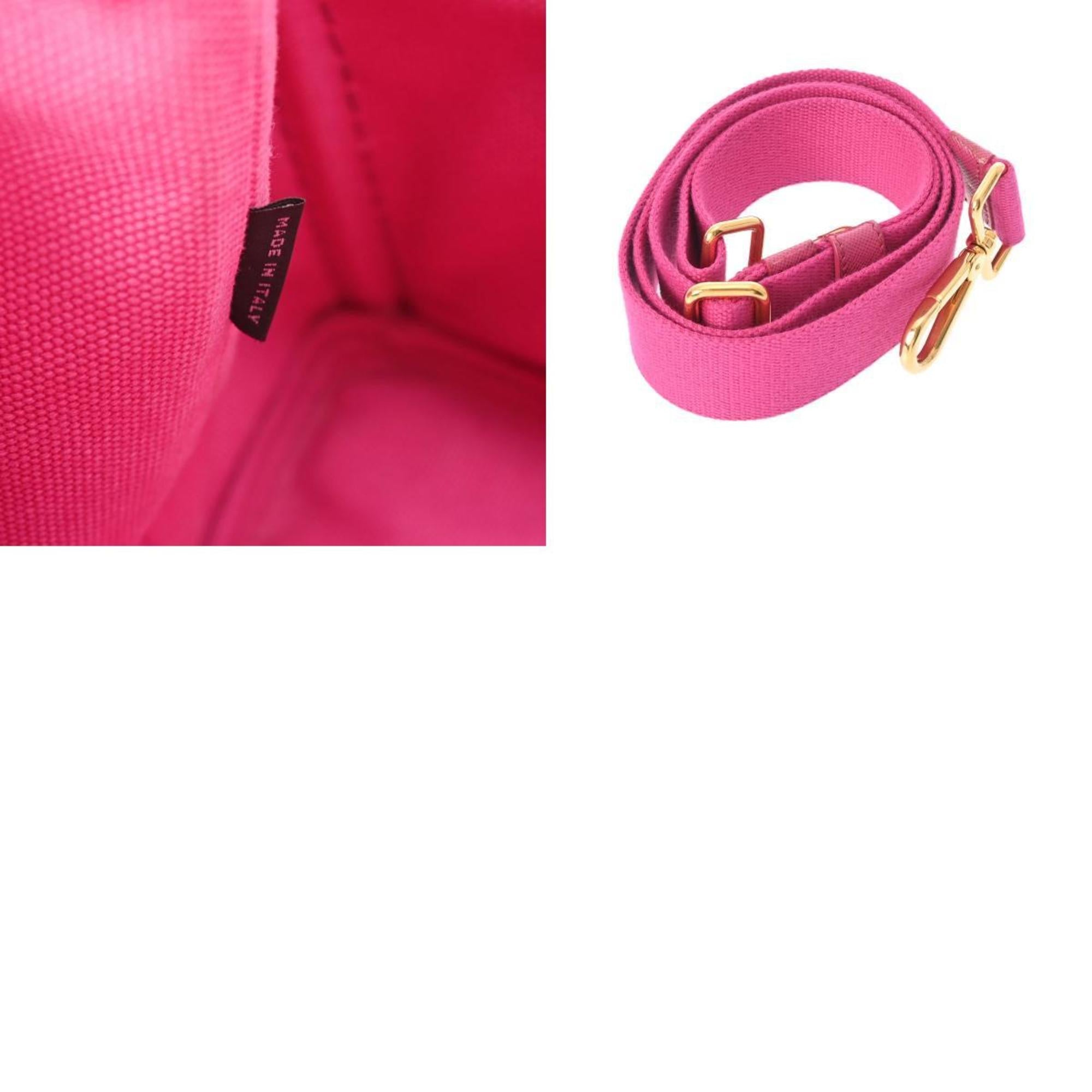 Prada Pink Canvas Handbag Shoulder Bag Tote Bag (Pre-Owned)