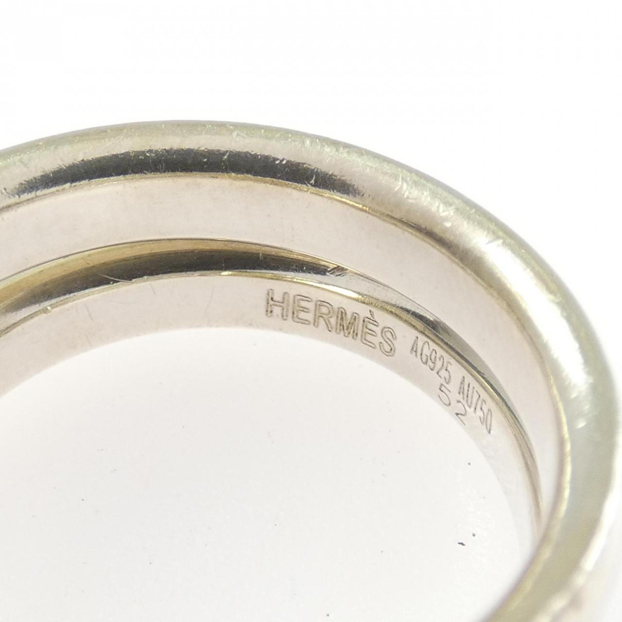Hermes Silver Yellow Gold Yellow Gold (18K) Silver 925 Band Ring (Pre-Owned)