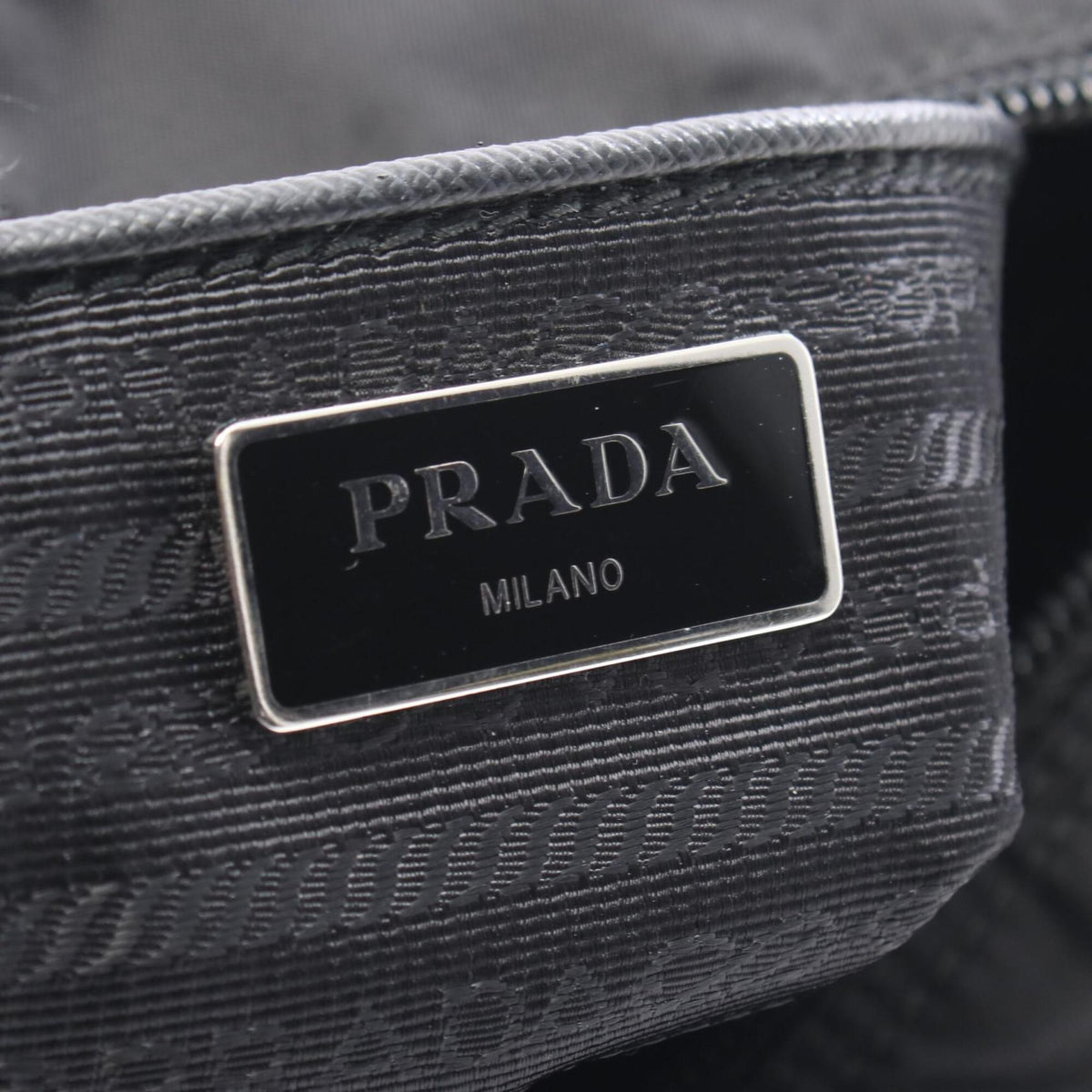 Prada Black Nylon Leather Handbag Shoulder Bag (Pre-Owned)