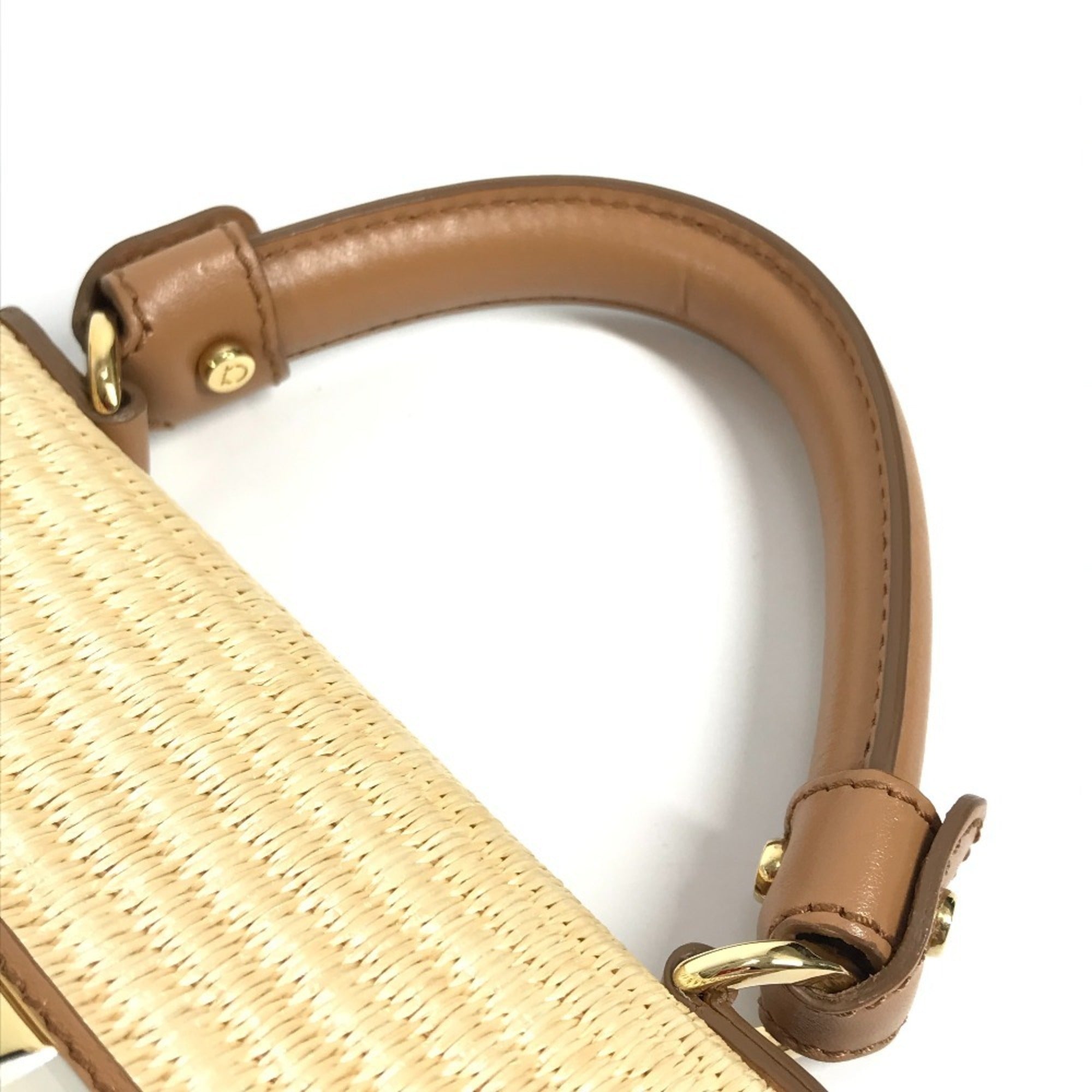 Salvatore Ferragamo Beige Straw Leather Handbag Shoulder Bag (Pre-Owned)