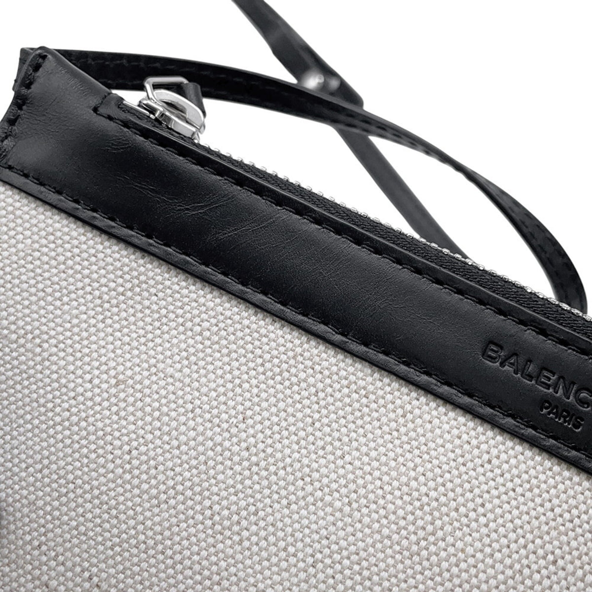 Balenciaga Black Canvas Leather Handbag Tote Bag (Pre-Owned)