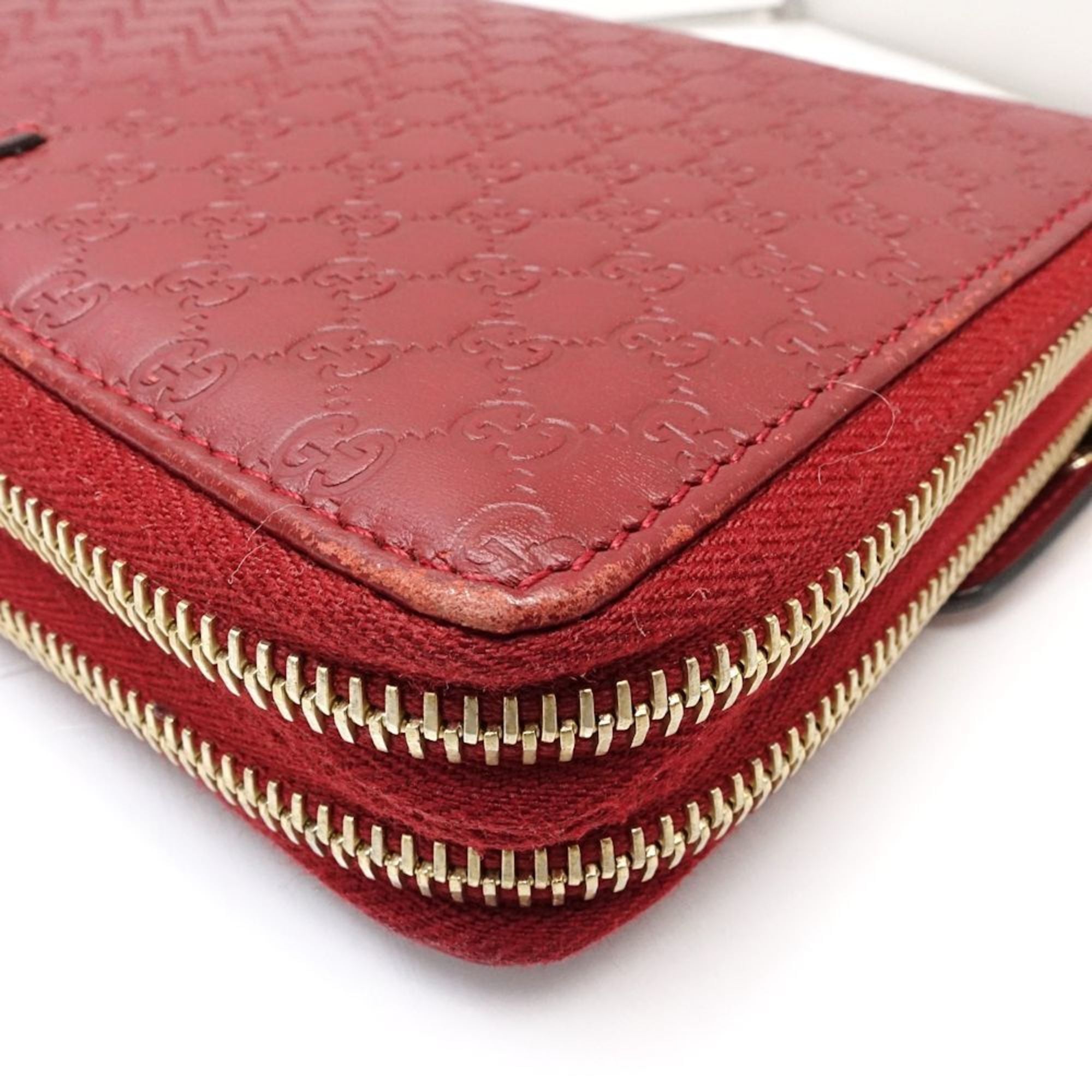 Gucci Red Color Leather Long Wallet (Bi-Fold) (Pre-Owned)