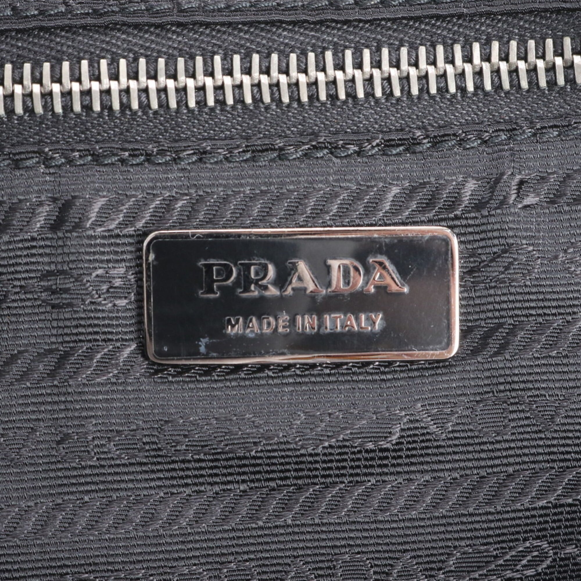 Prada Black White Nylon Leather Handbag (Pre-Owned)
