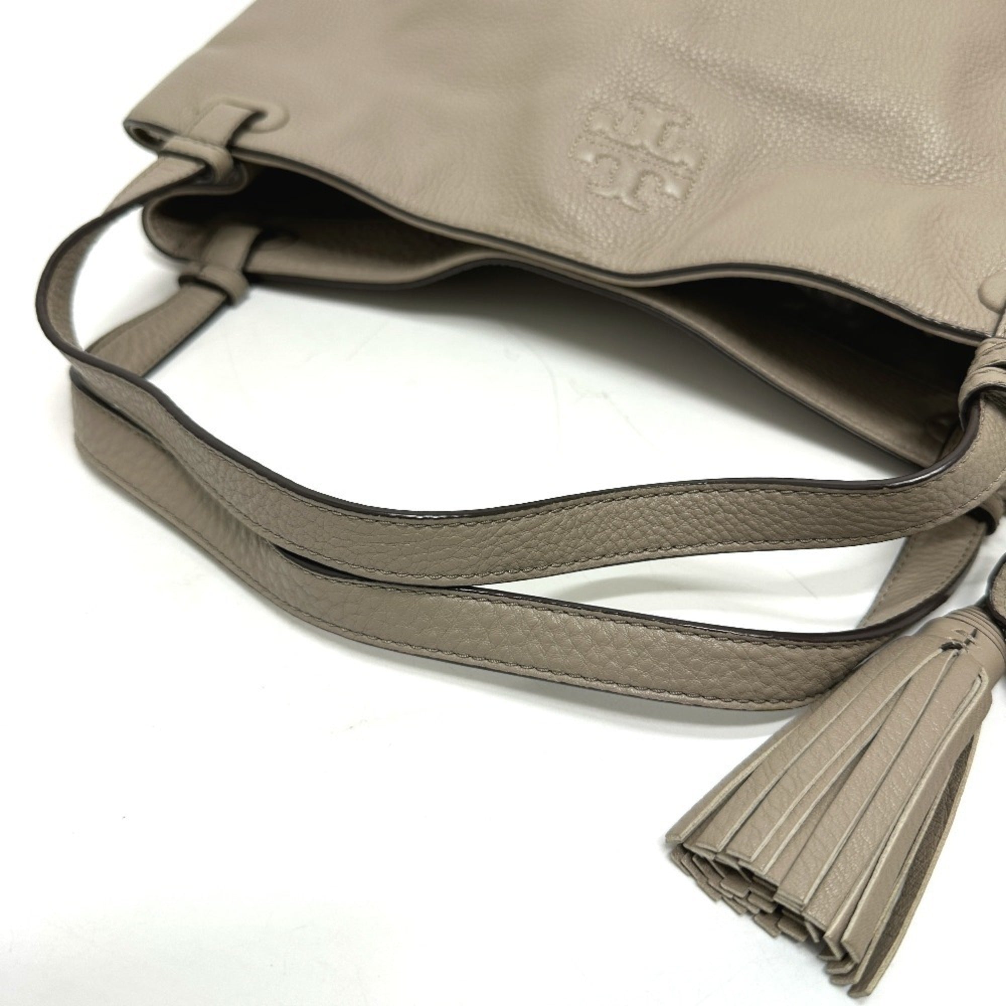 Tory Burch Beige Leather Shoulder Bag Tote Bag (Pre-Owned)