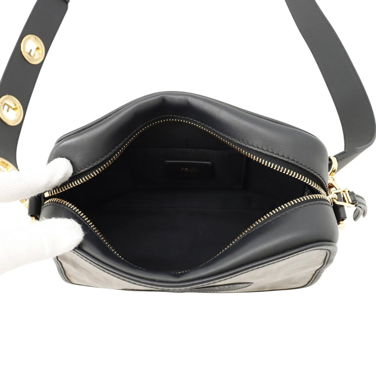 Fendi Zucca Black Brown Pvc Leather Shoulder Bag (Pre-Owned)