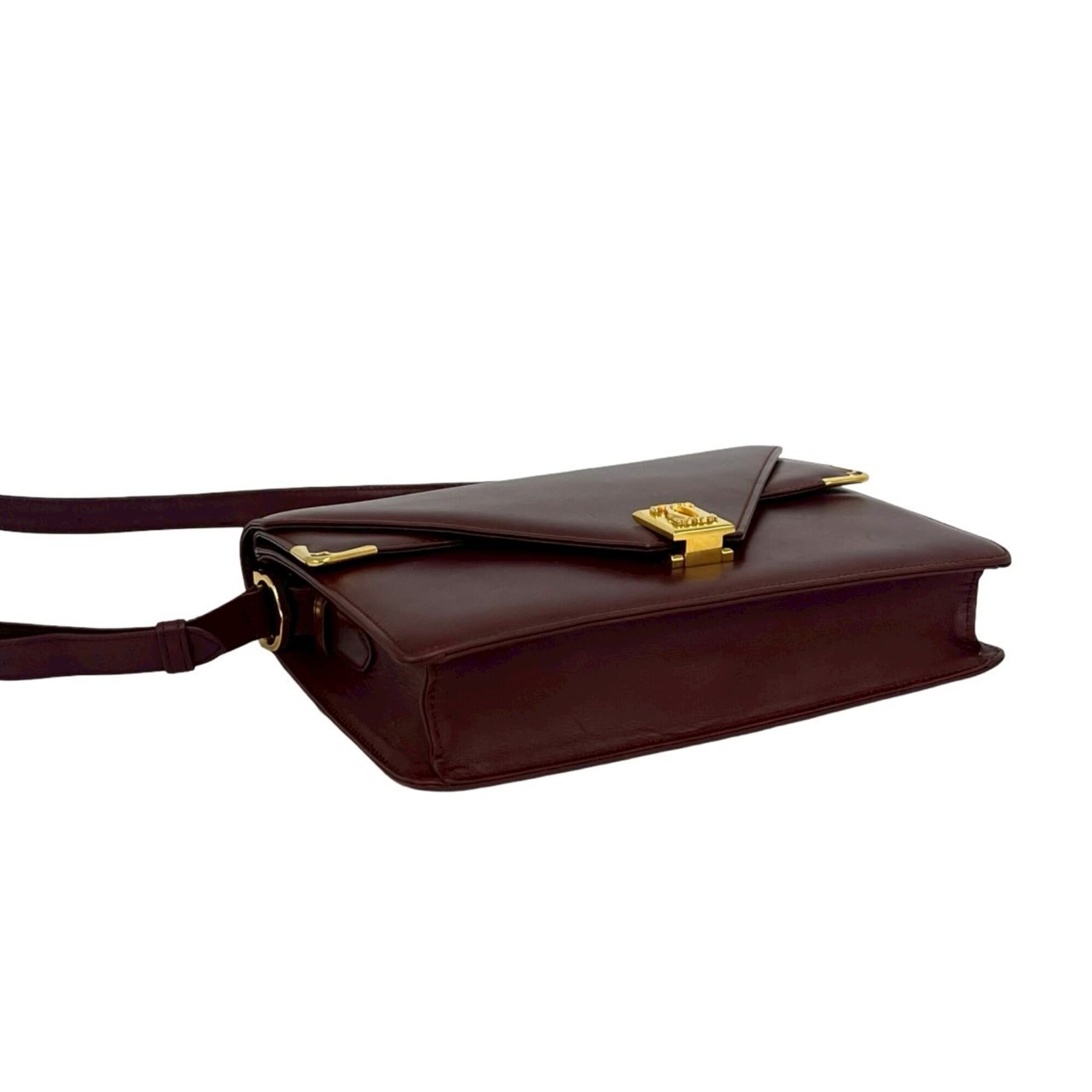 Cartier Wine Red Leather Pochette Shoulder Bag (Pre-Owned)