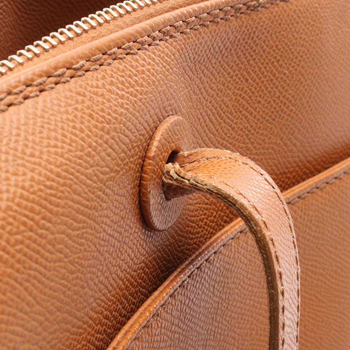 Chanel Brown Grained Calfskin Boston Bag Handbag Shoulder Bag (Pre-Owned)