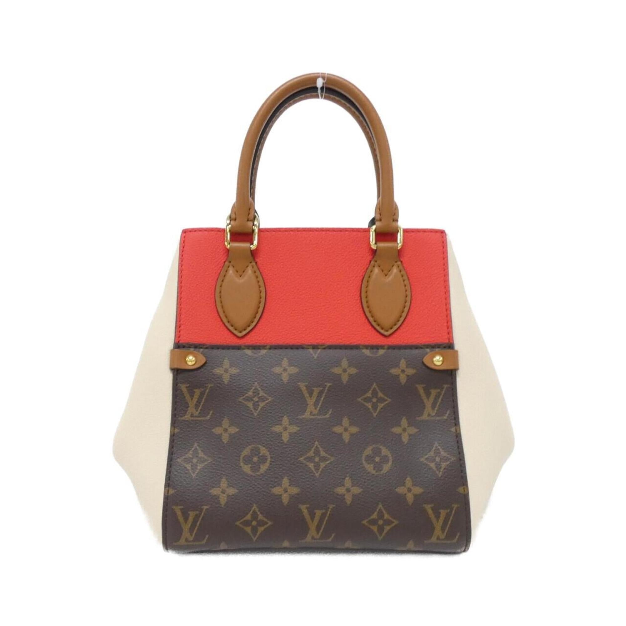 Louis Vuitton Black Cerise Cream Leather Coated Canvas Handbag (Pre-Owned)