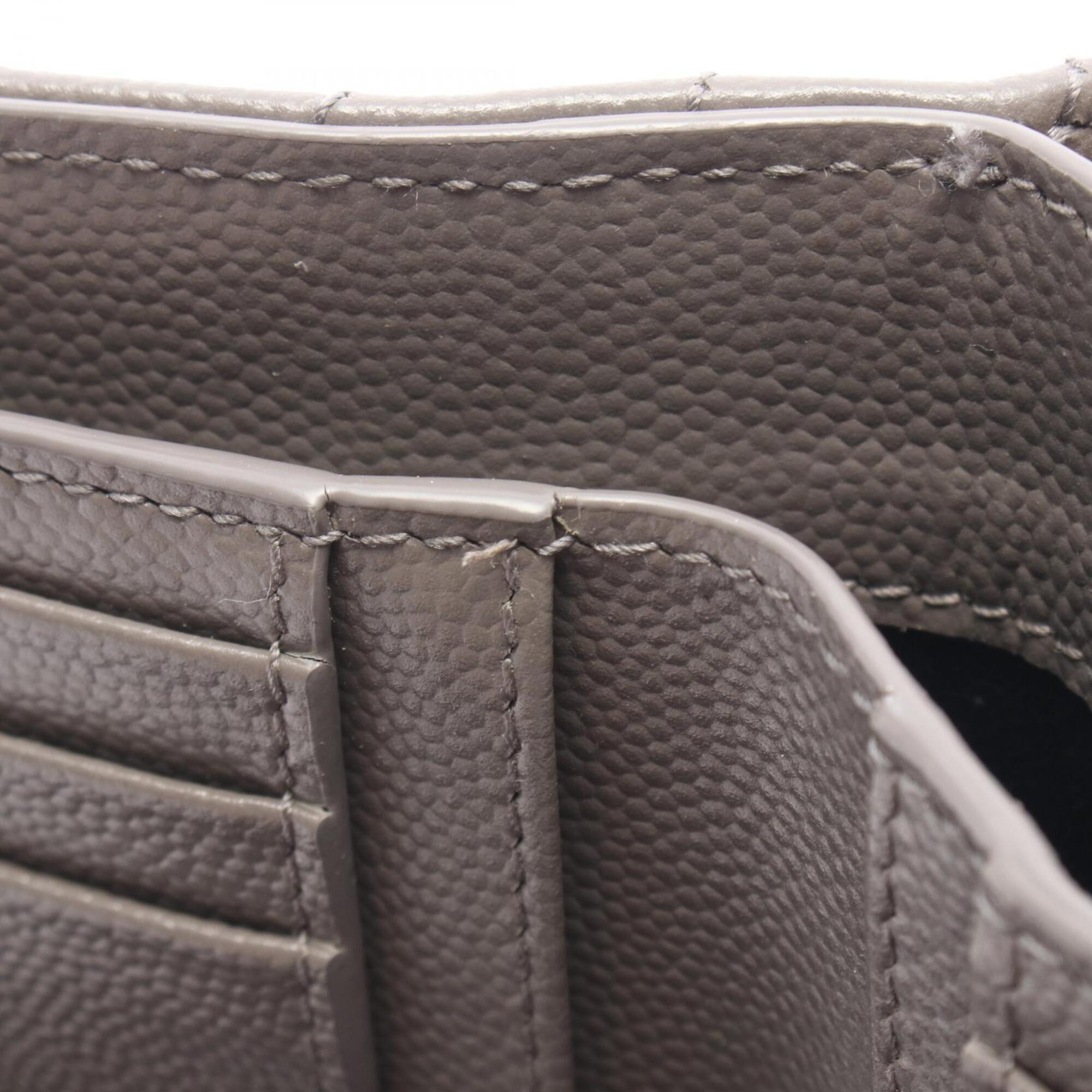 Yves Saint Laurent Gray Leather Wallet (Bi-Fold) (Pre-Owned)