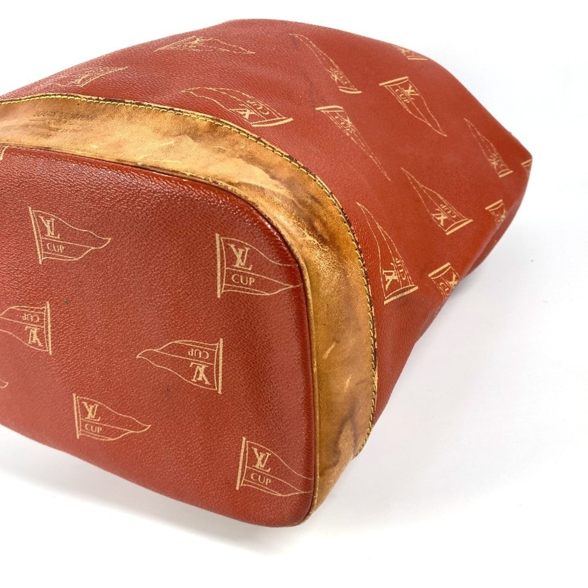 Louis Vuitton Orange Leather Canvas Shoulder Bag (Pre-Owned)