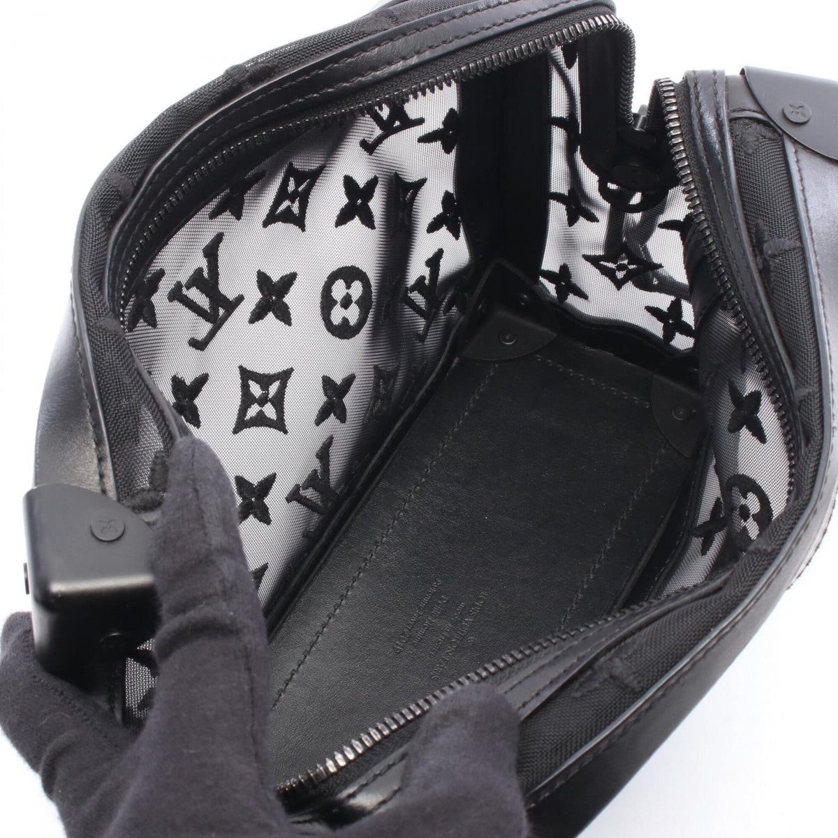Louis Vuitton Black Mesh Leather Handbag Shoulder Bag (Pre-Owned)