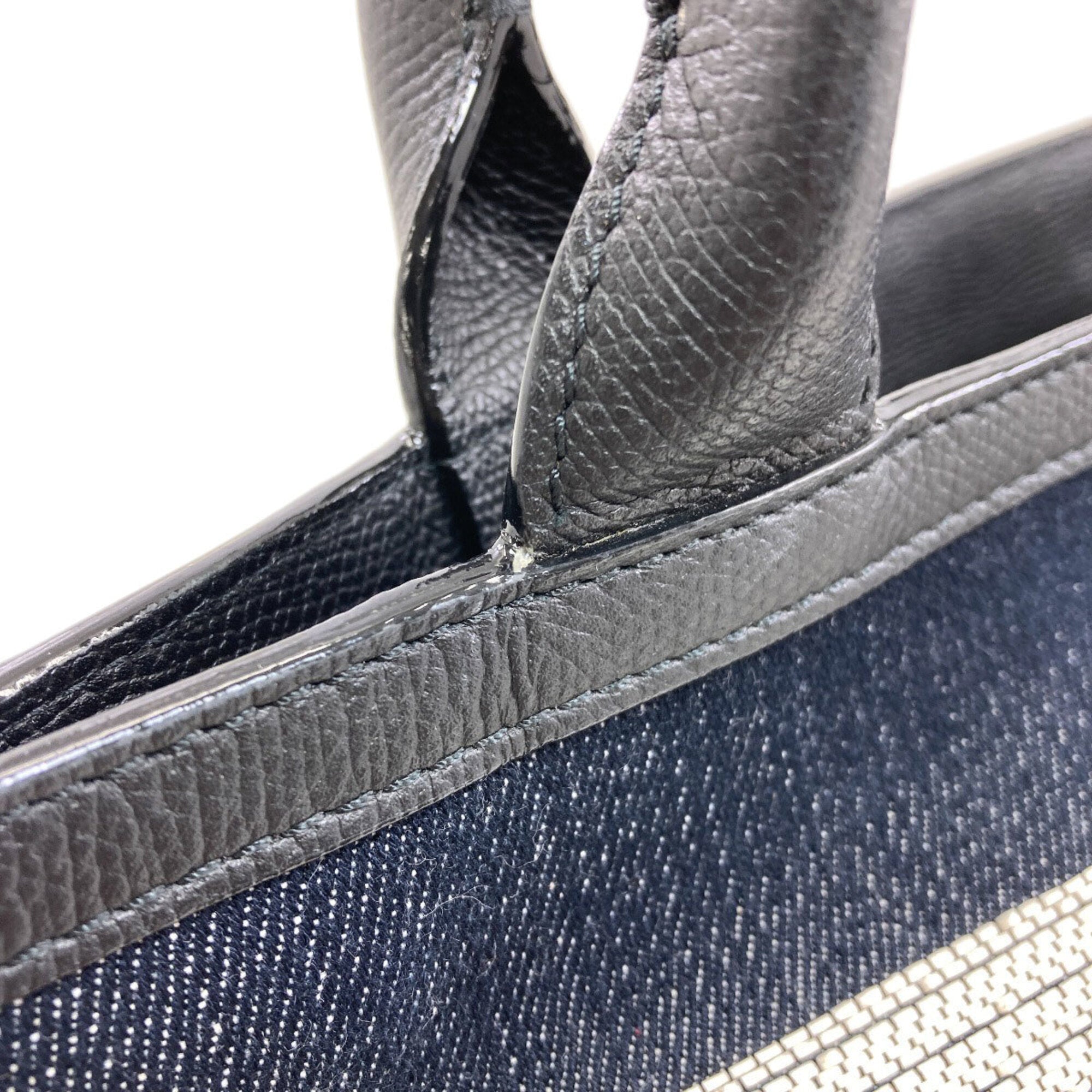 Valextra Navy White Canvas Tote Bag (Pre-Owned)
