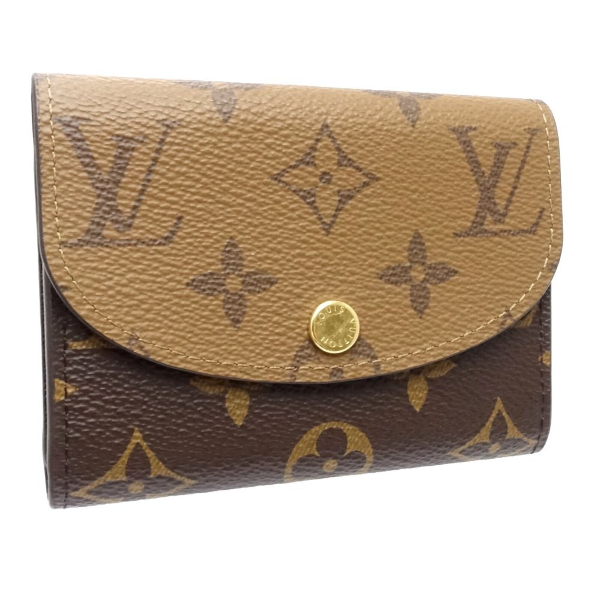 Louis Vuitton Beige Brown Monogram Reverse Monogram Reverse Coin Purse/Coin Case (Pre-Owned)