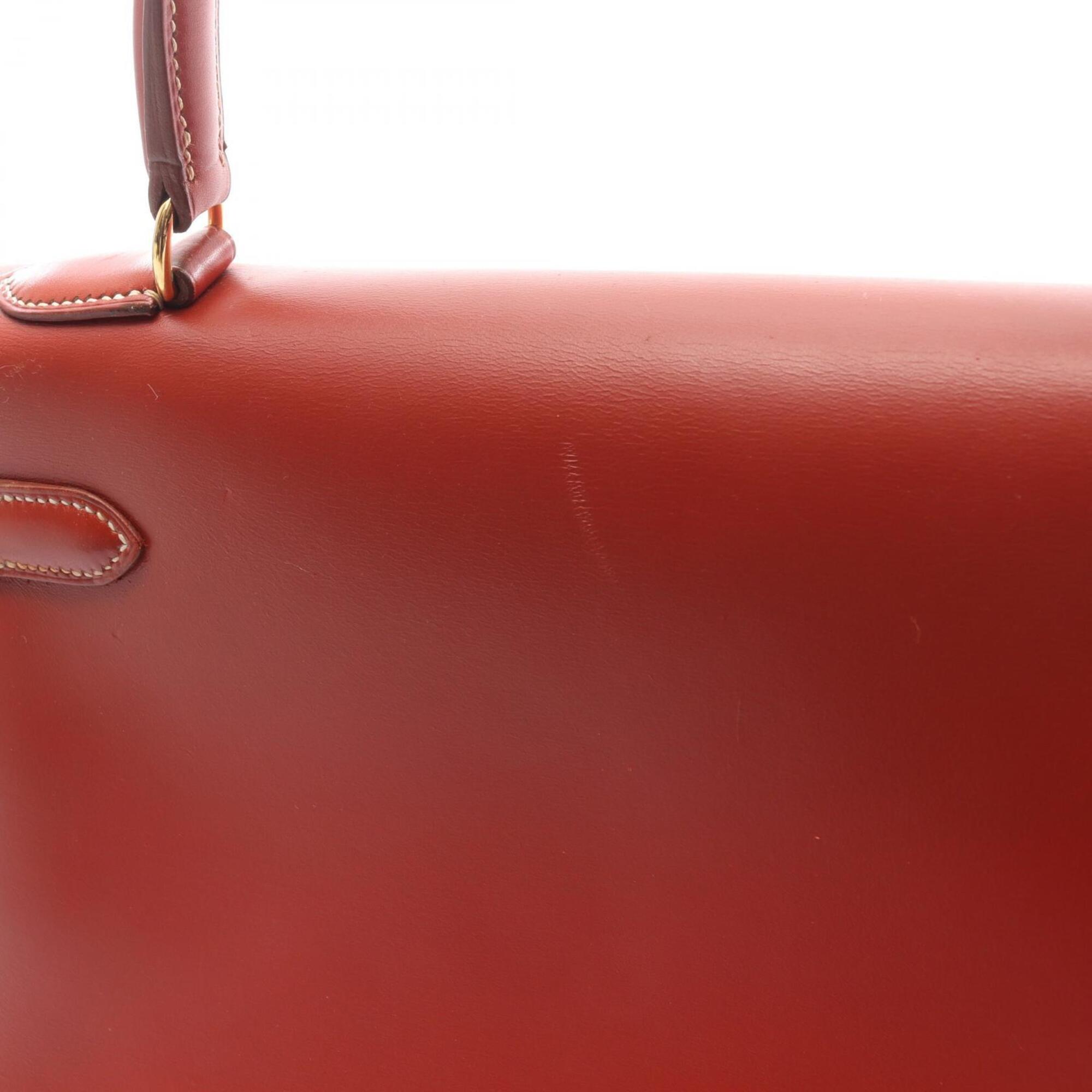 Hermes Brown Box Calf Leather Handbag (Pre-Owned)
