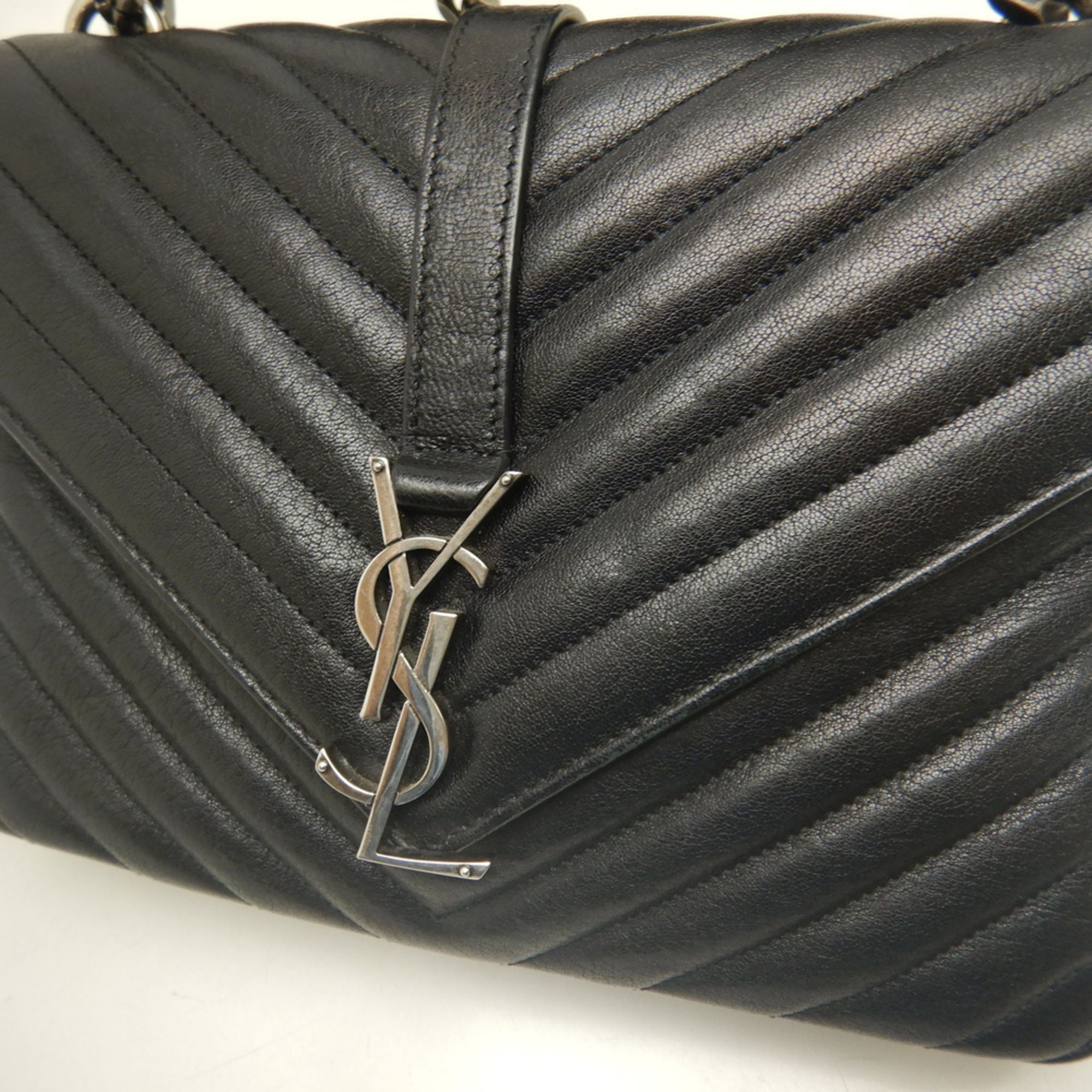 Yves Saint Laurent Black Leather Handbag School Bag (Pre-Owned)