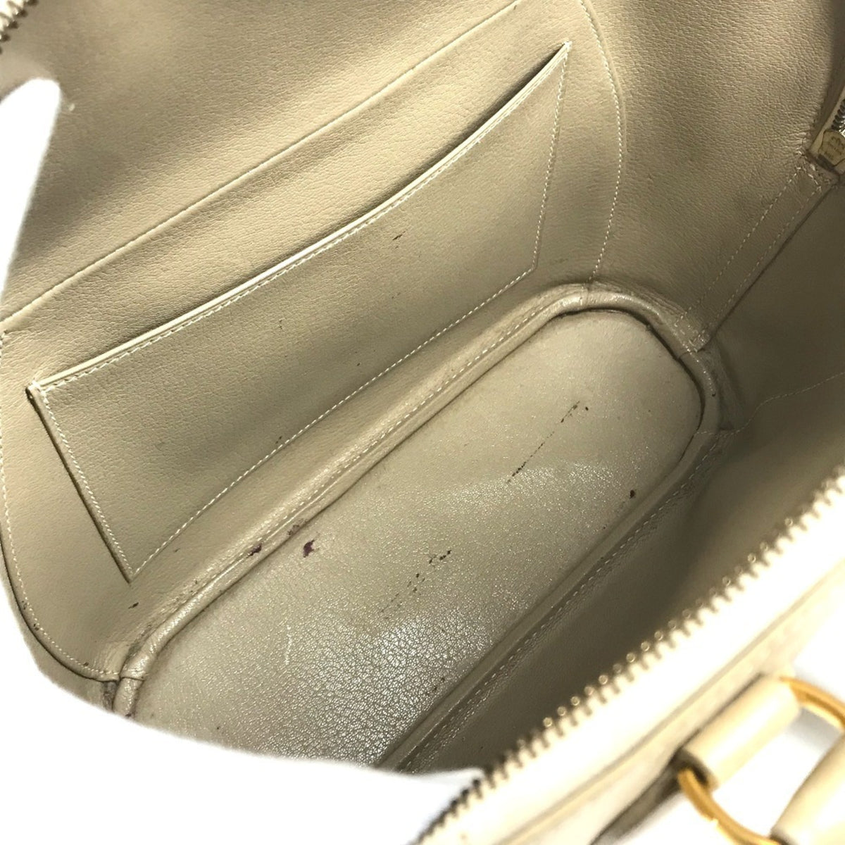 Hermes Beige Leather Handbag Tote Bag (Pre-Owned)