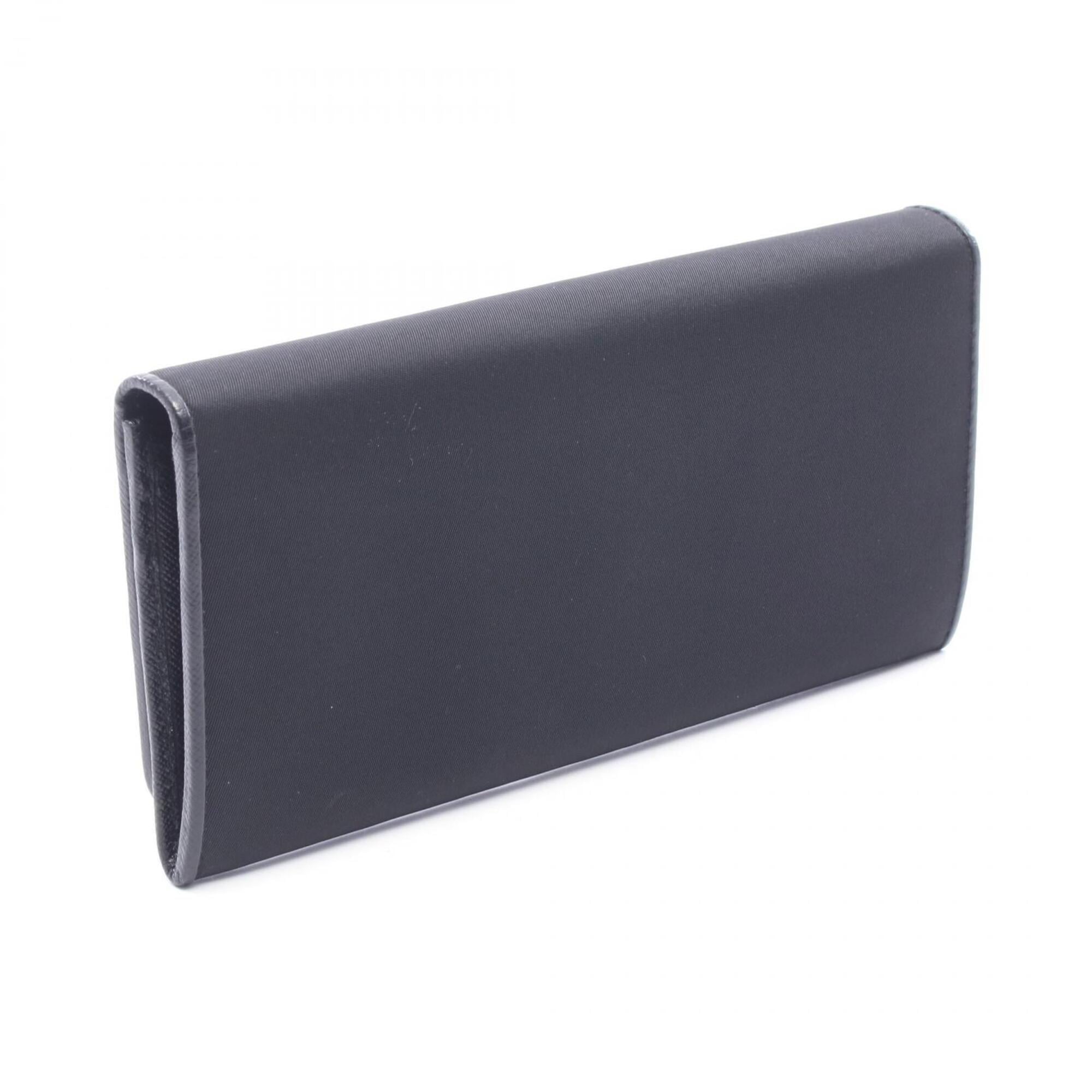 Prada Black Nylon Leather Long Wallet (Bi-Fold) (Pre-Owned)