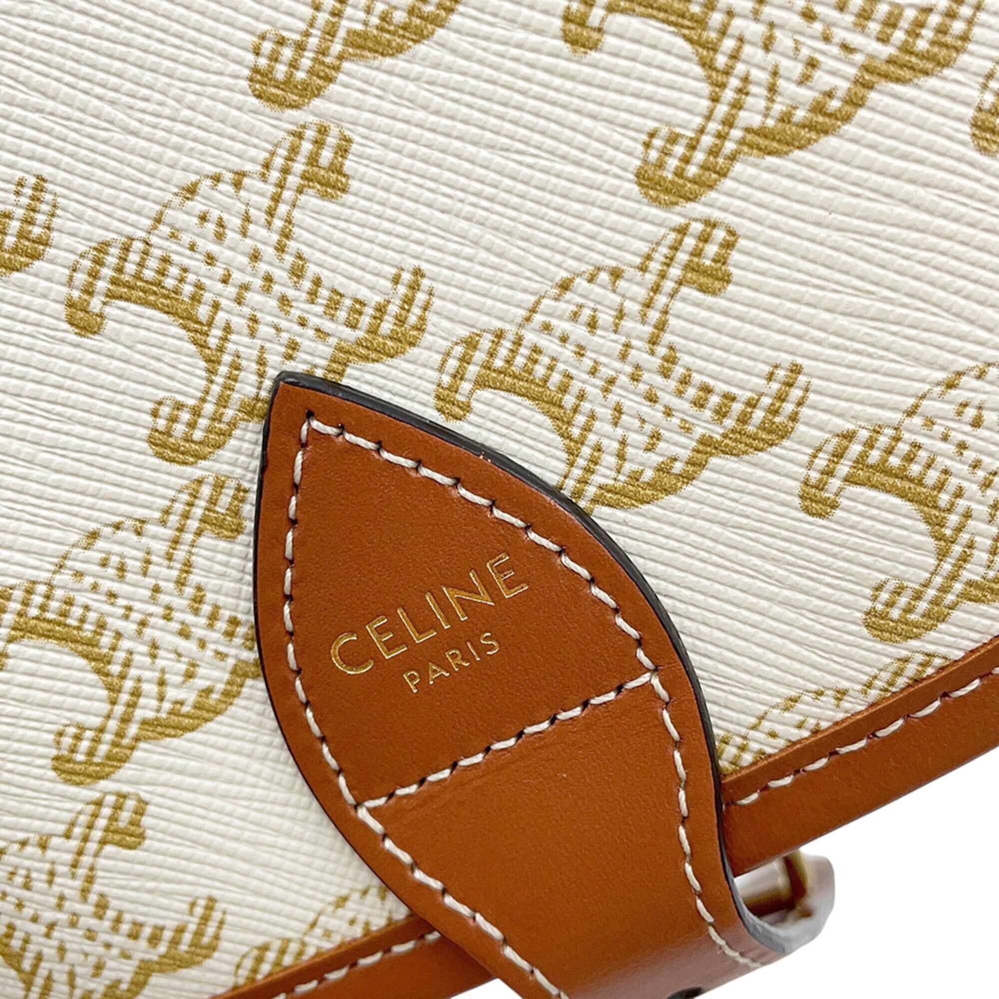 Celine Brown White Pvc Leather Shoulder Bag (Pre-Owned)