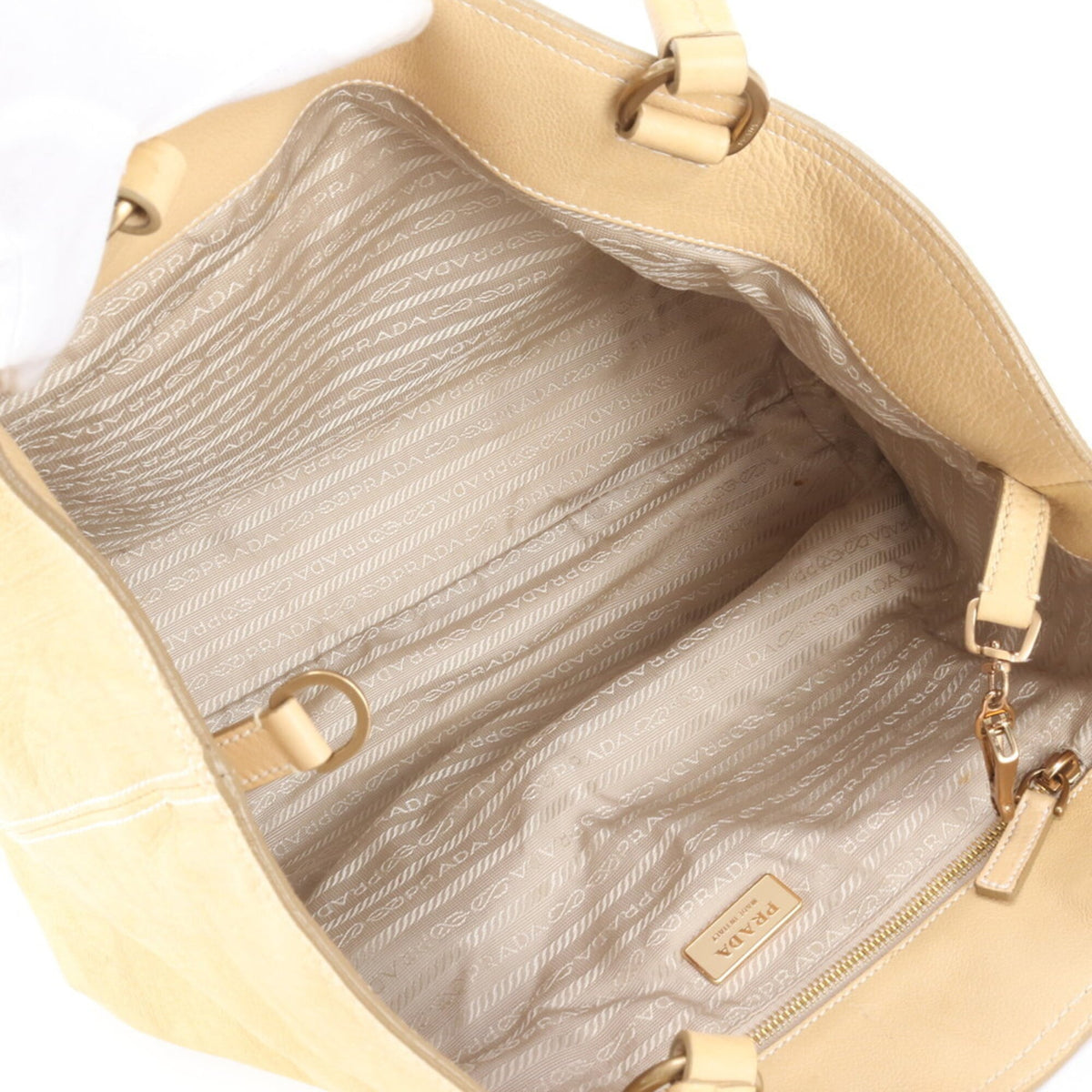 Prada Yellow Leather Handbag Shoulder Bag Tote Bag (Pre-Owned)