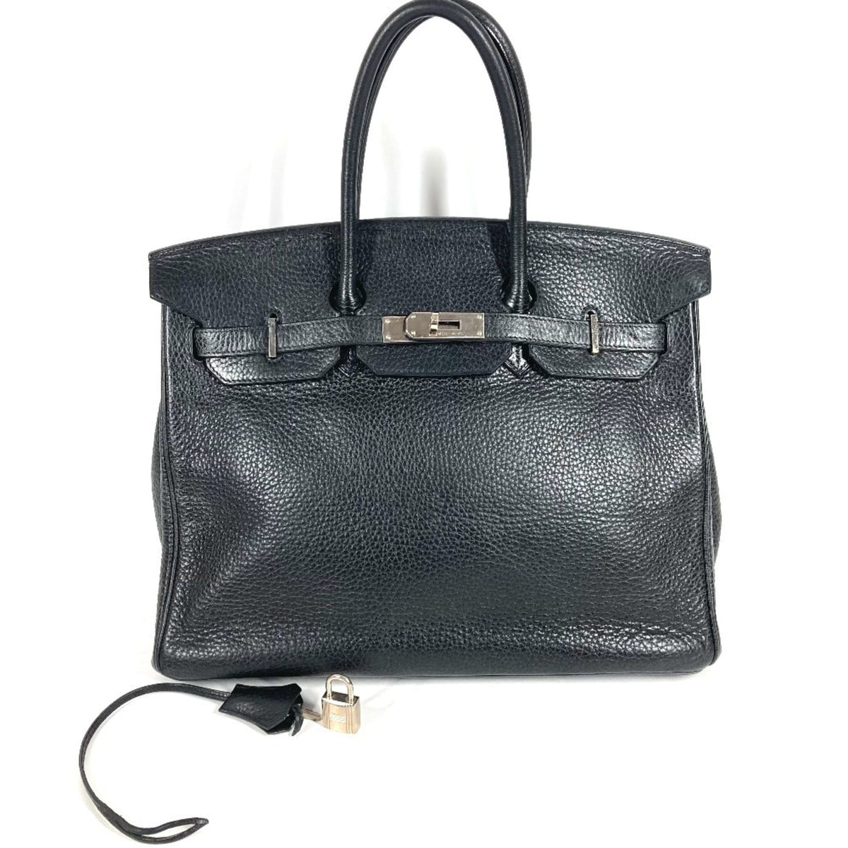 Hermes Black Leather Handbag Tote Bag (Pre-Owned)