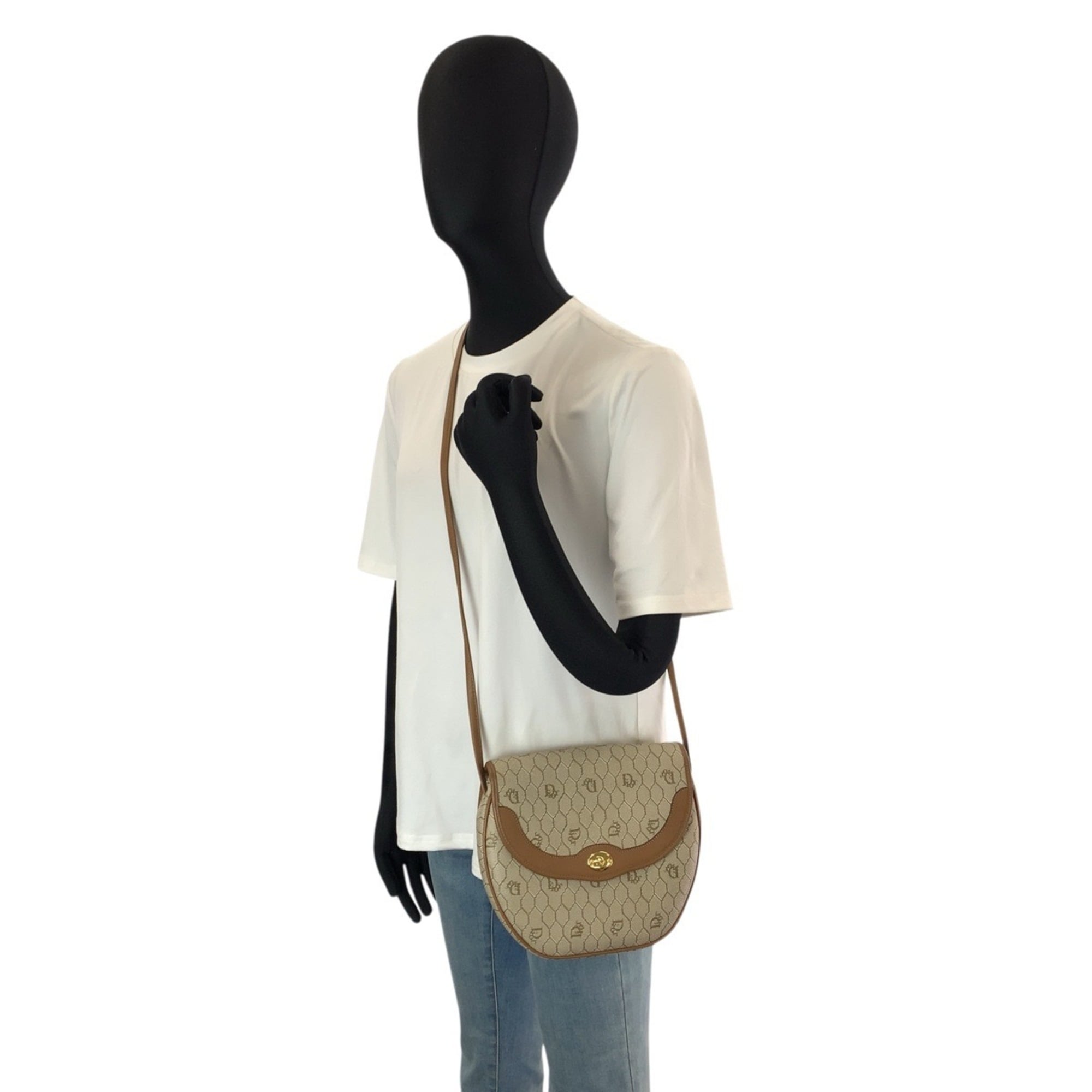 Christian Dior Beige Brown Leather Pvc Pochette Shoulder Bag (Pre-Owned)