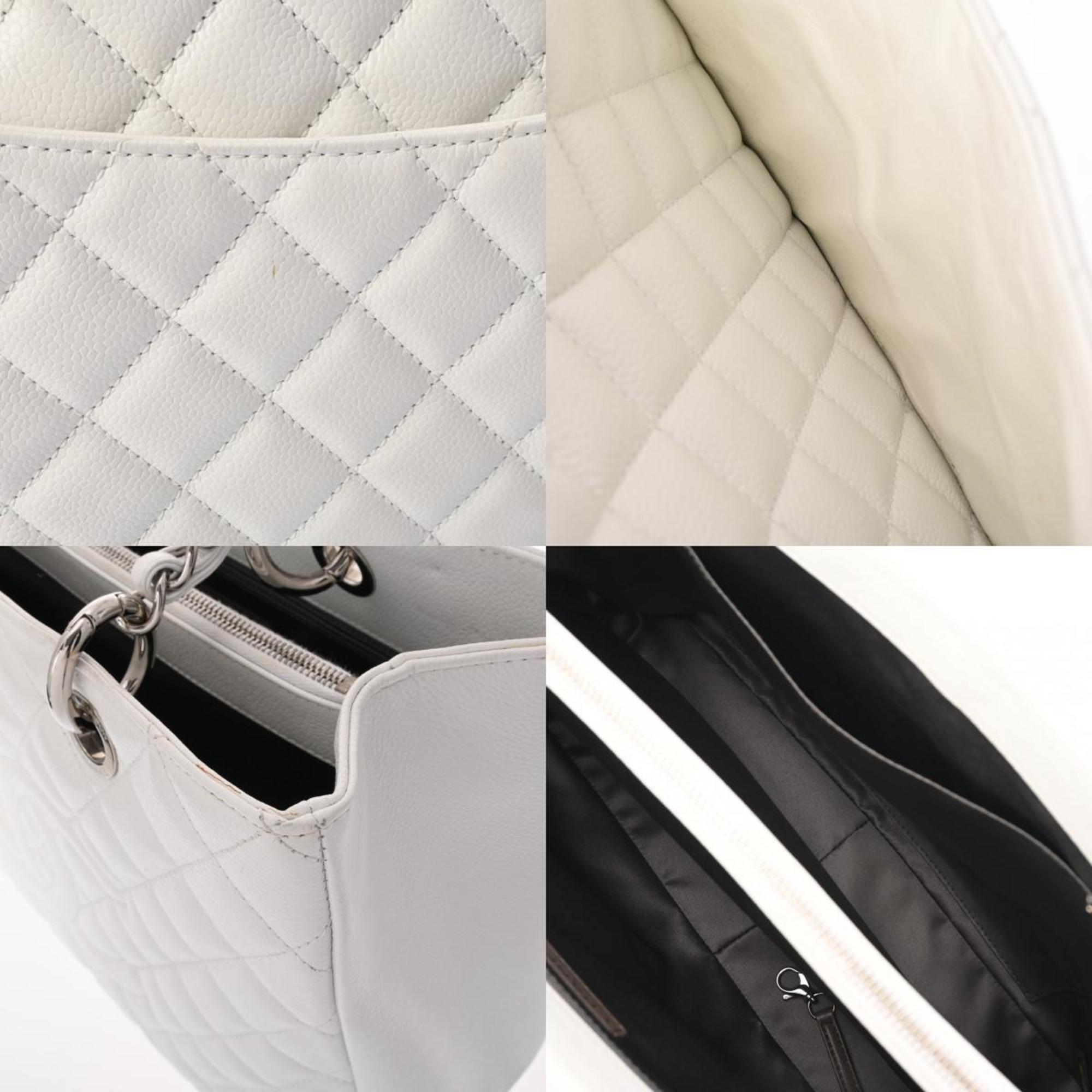 Chanel Black White Caviar Leather Tote Bag (Pre-Owned)