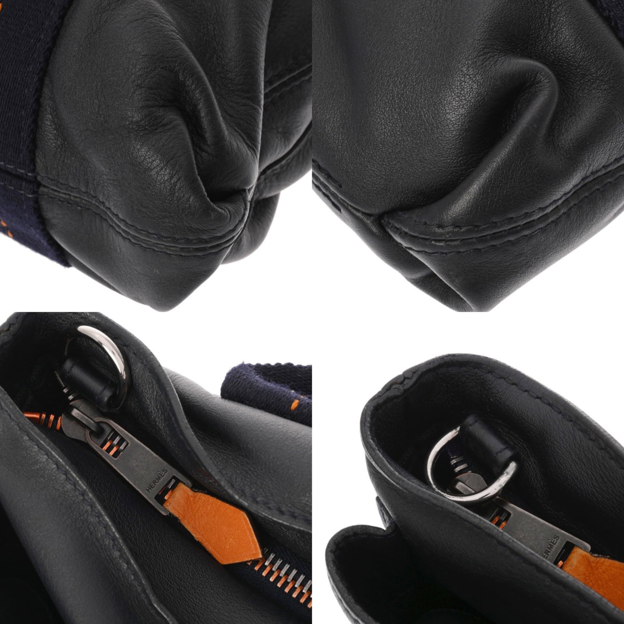 Hermes Caravan Horizontal Navy Veau Derma Handbag (Pre-Owned)