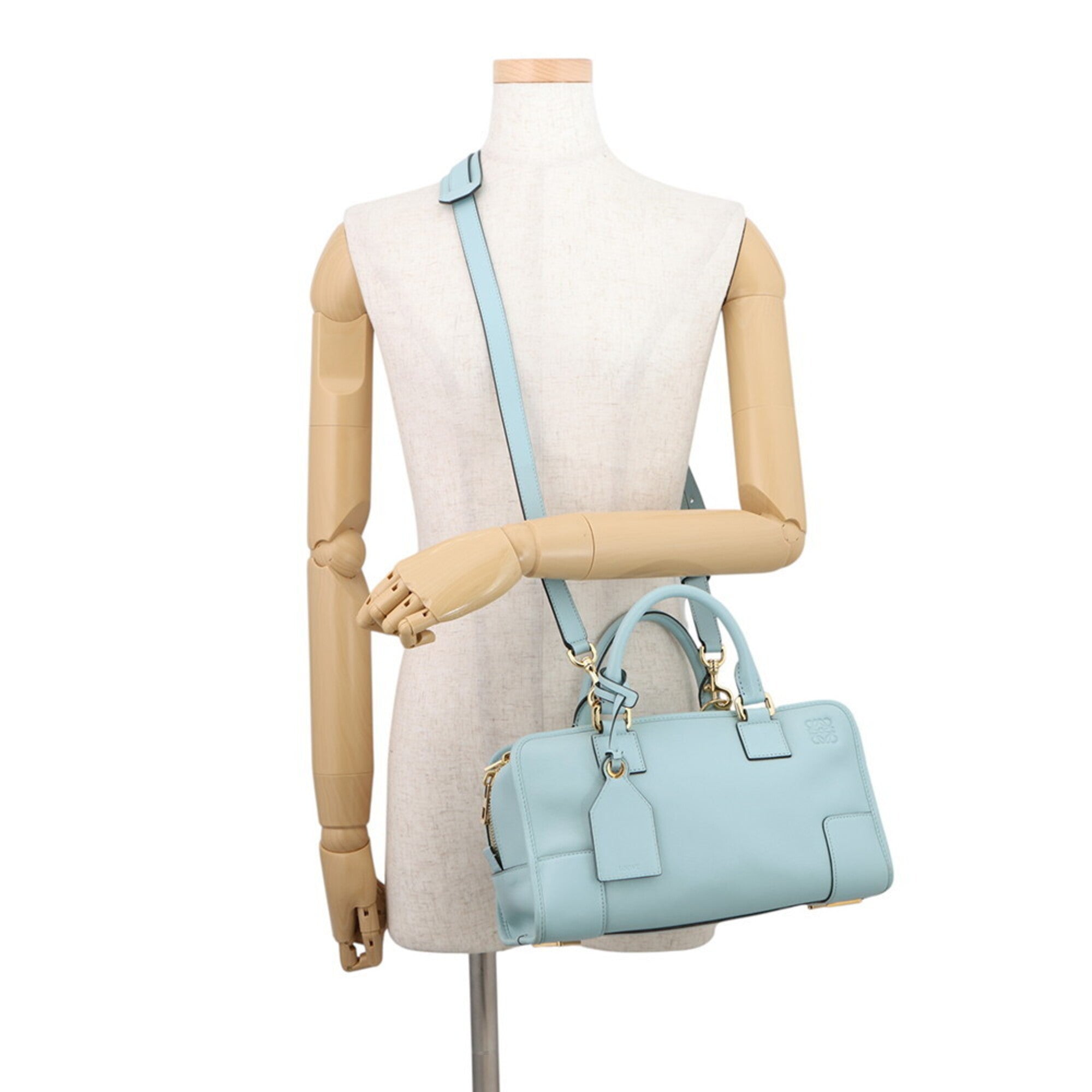 Loewe Amazona Light Blue Leather Handbag Shoulder Bag (Pre-Owned)