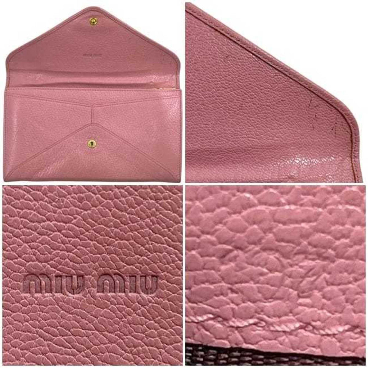 Miu Miu Pink Leather Long Wallet (Bi-Fold) (Pre-Owned)