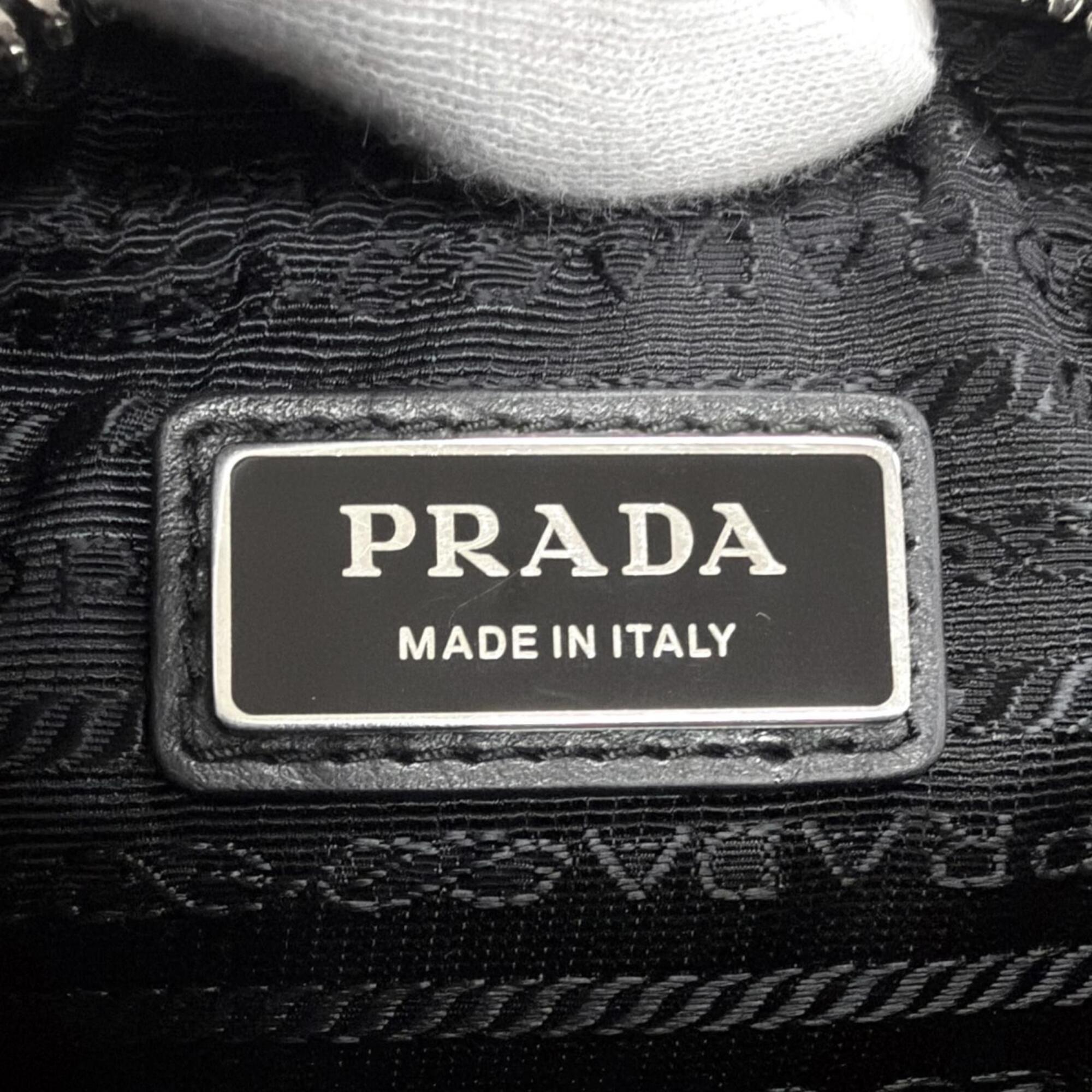 Prada Black Leather Pouch Shoulder Bag (Pre-Owned)