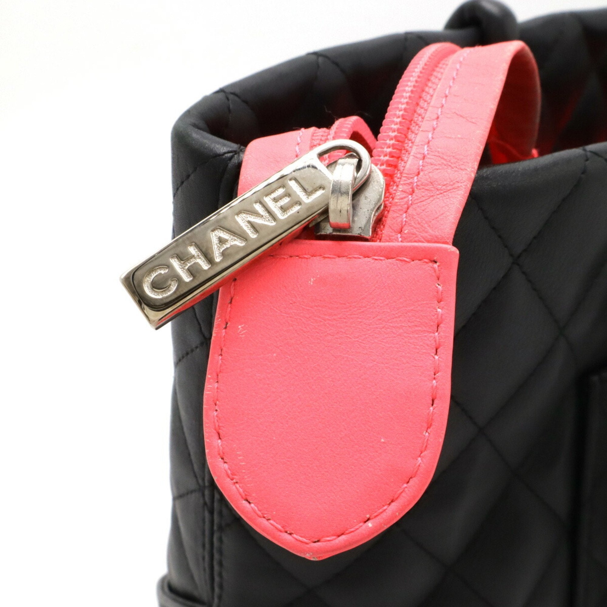 Chanel Black White Leather Shoulder Bag Tote Bag (Pre-Owned)