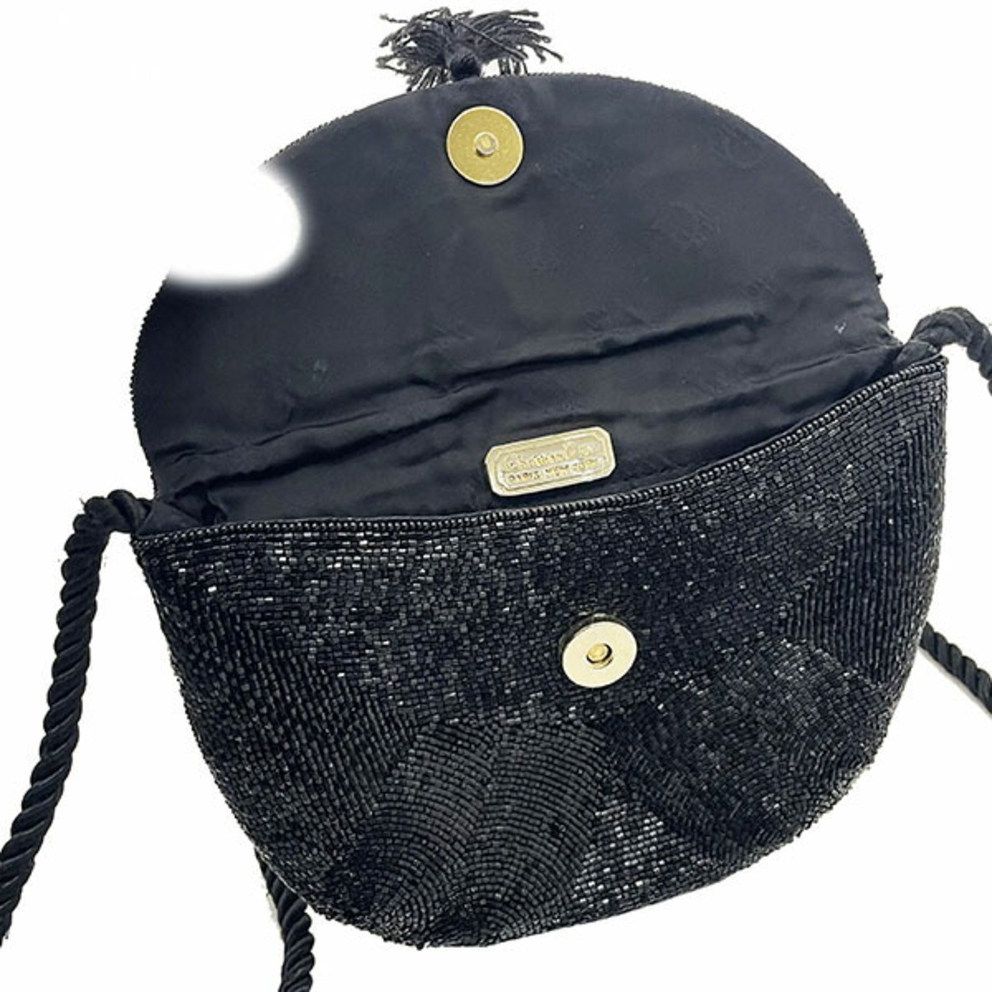 Christian Dior Black Multi-Color Beads Pochette Shoulder Bag (Pre-Owned)