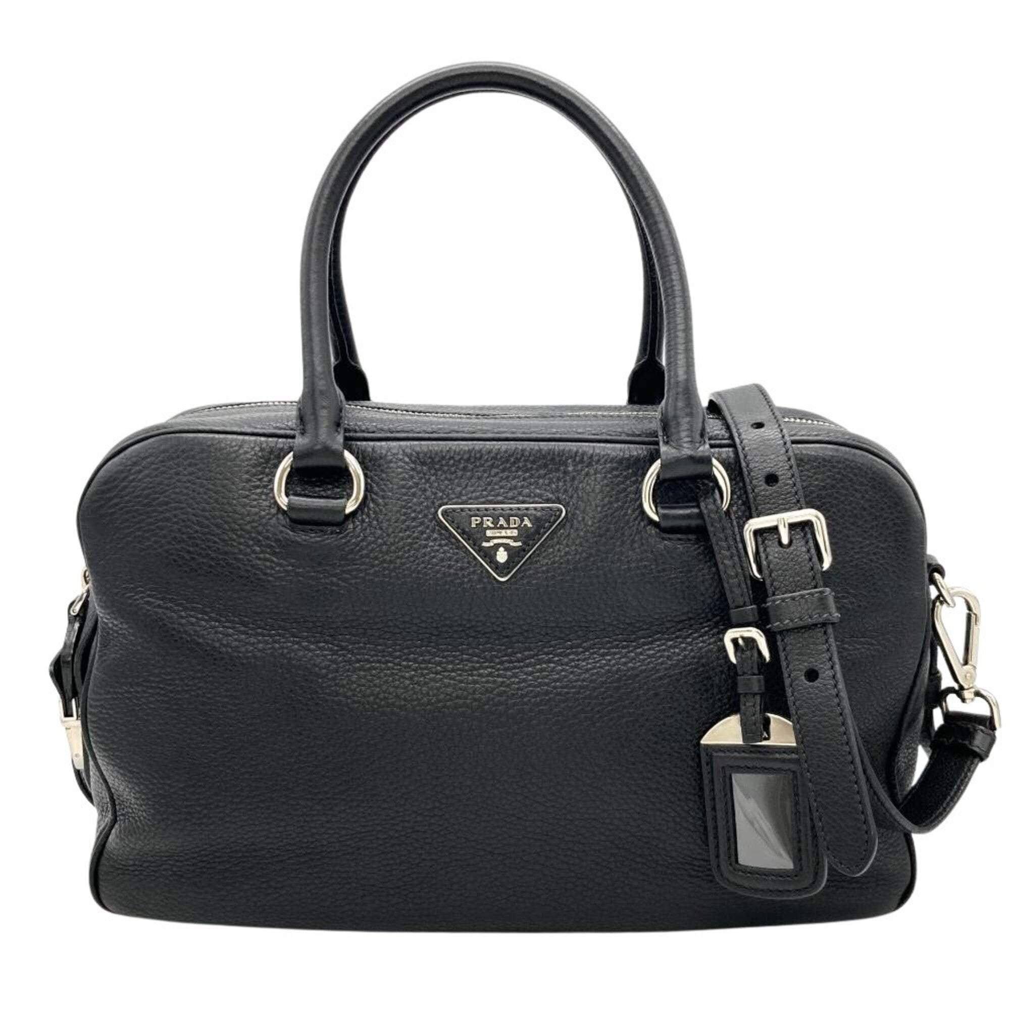 Prada Black Leather Handbag Shoulder Bag (Pre-Owned)