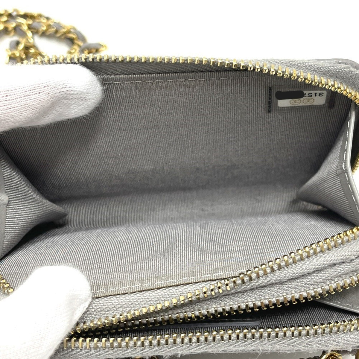 Chanel Gray Grained Calfskin Shoulder Bag (Pre-Owned)