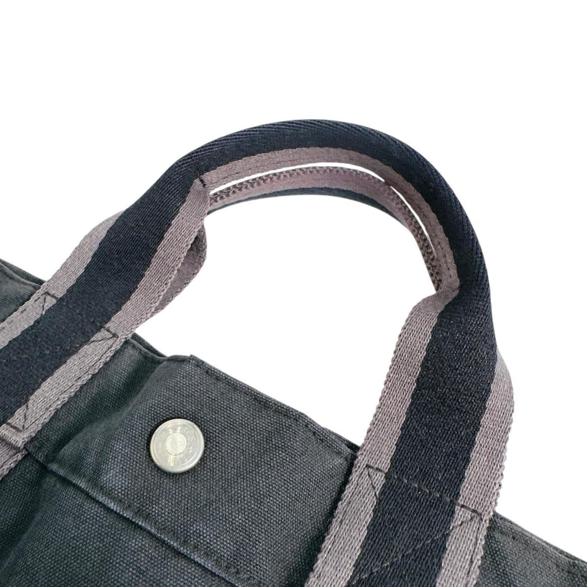 Hermes Her Line Black Canvas Tote Bag (Pre-Owned)