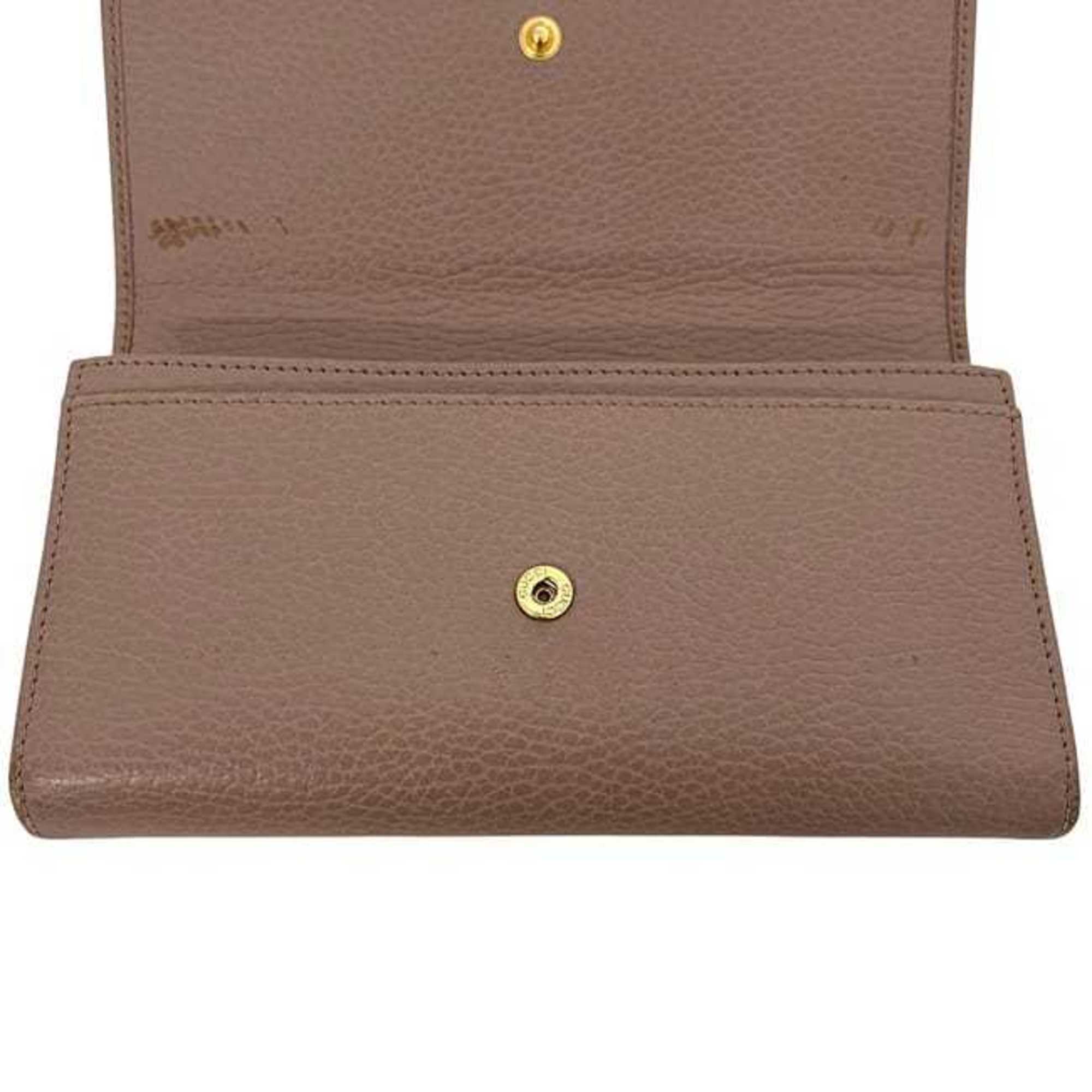 Gucci Pink Beige Leather Long Wallet (Bi-Fold) (Pre-Owned)