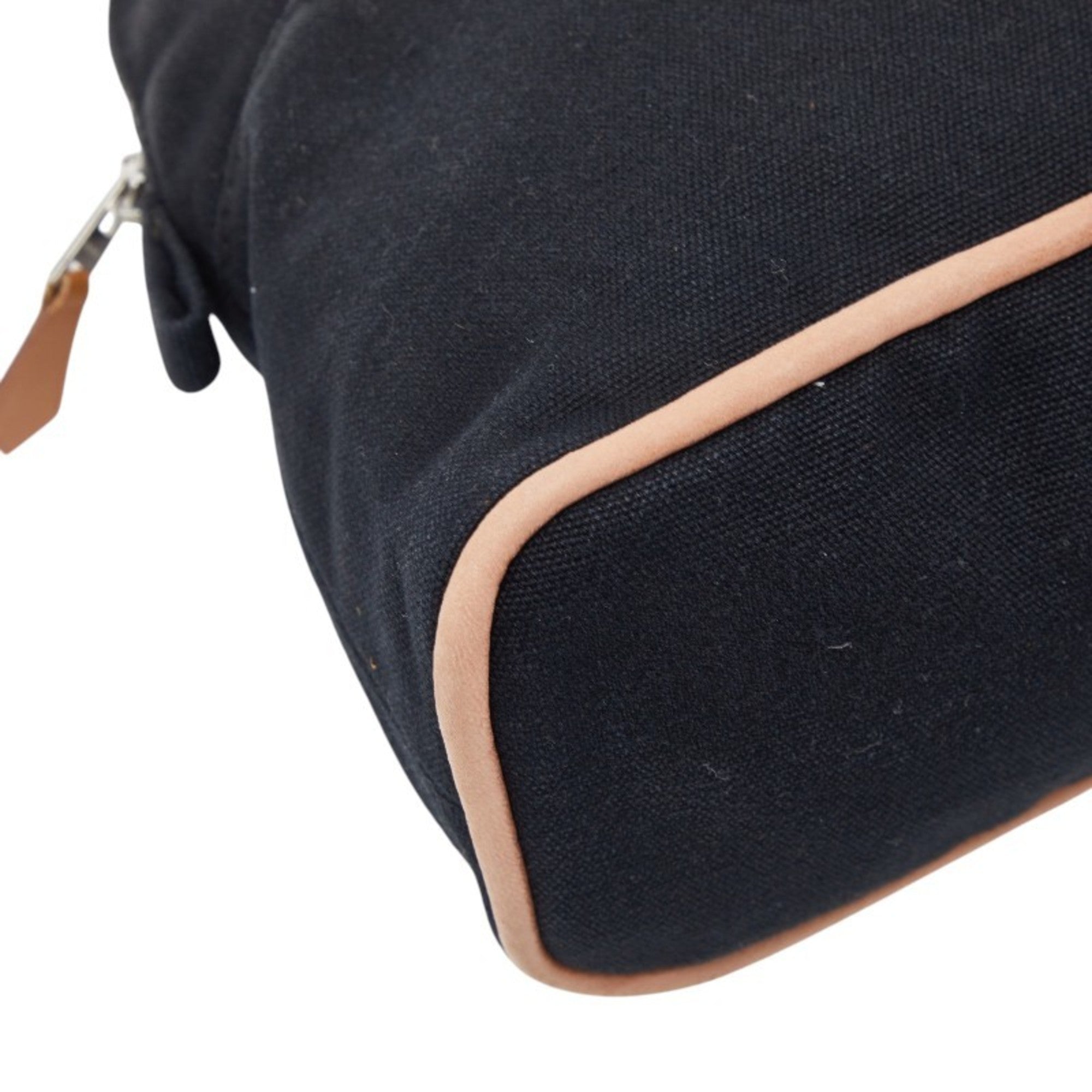 Hermes Bolide Black Canvas Leather Pouch (Pre-Owned)