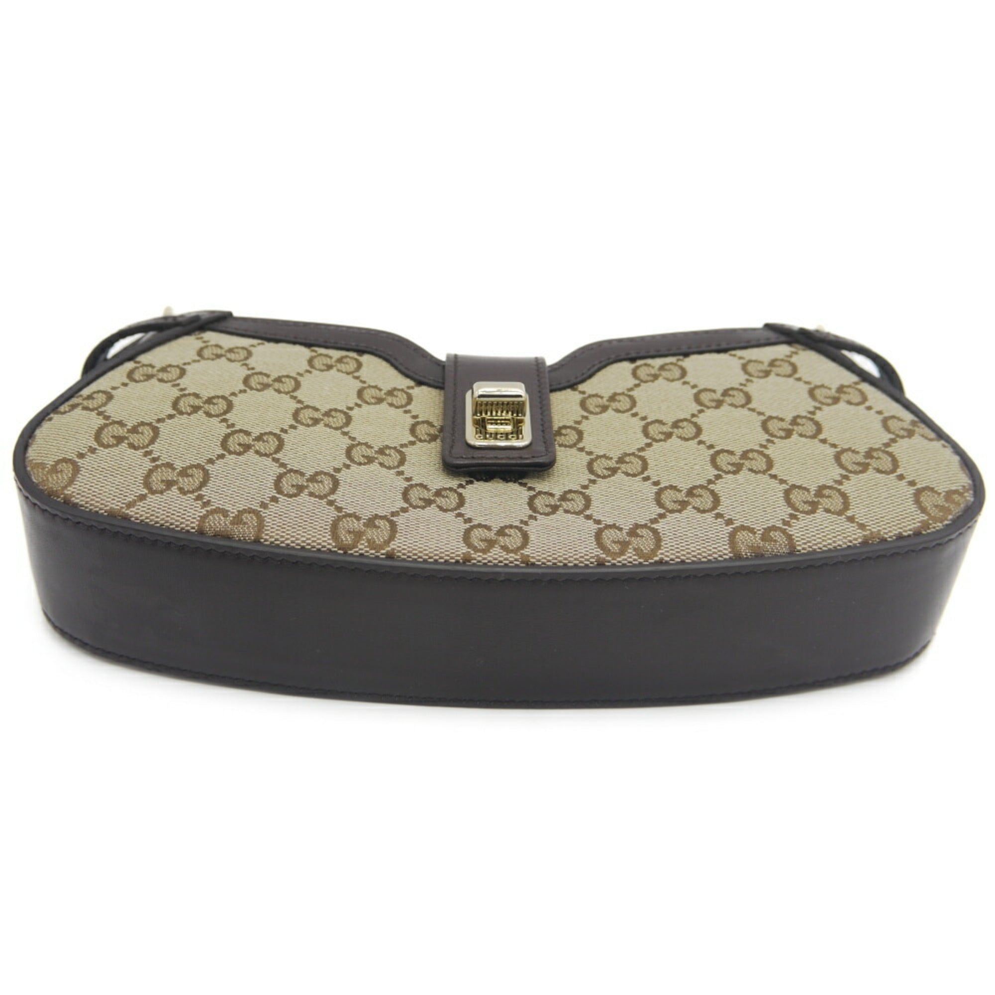 Gucci Beige Gg Canvas Leather Shoulder Bag (Pre-Owned)
