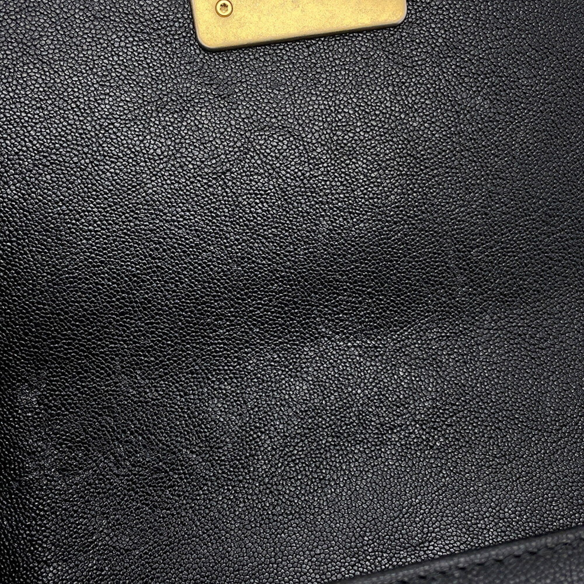 Chanel Matelasse Black Grained Calfskin Handbag Shoulder Bag (Pre-Owned)