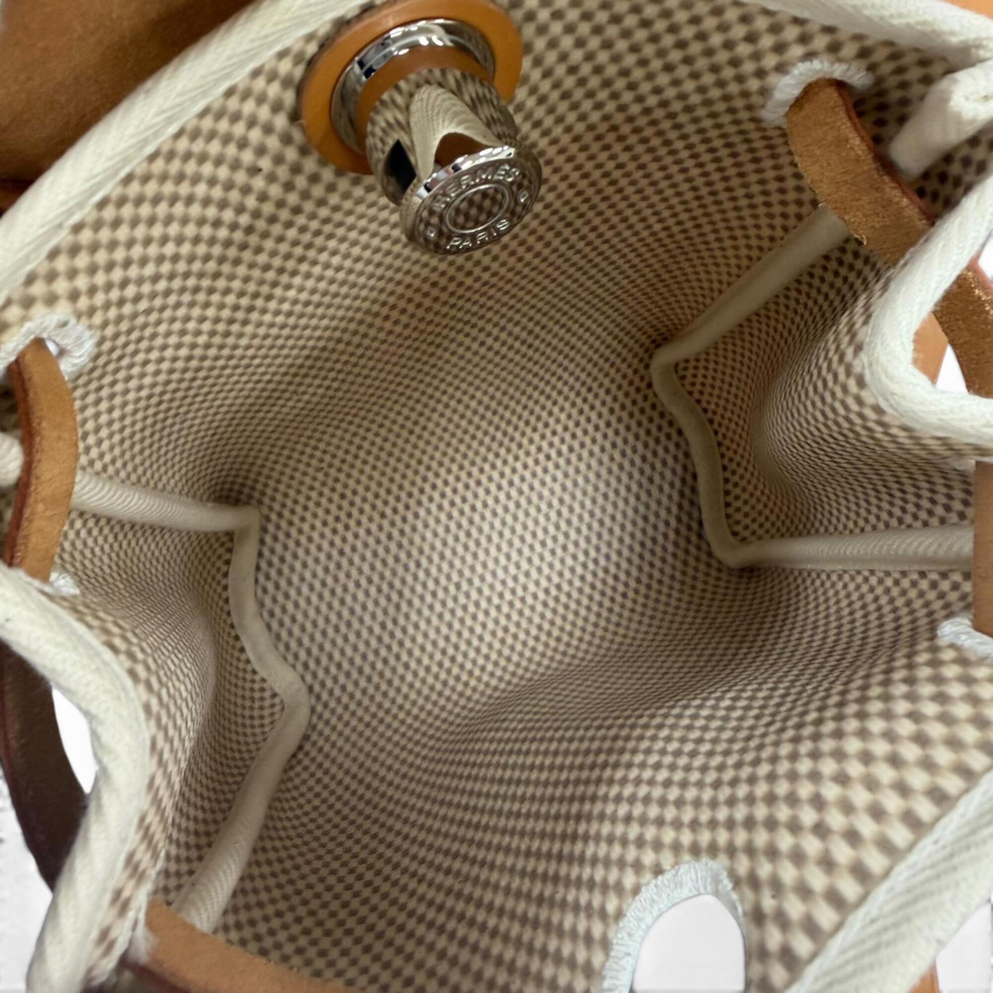 Hermes Beige Black Natural Leather Shoulder Bag (Pre-Owned)
