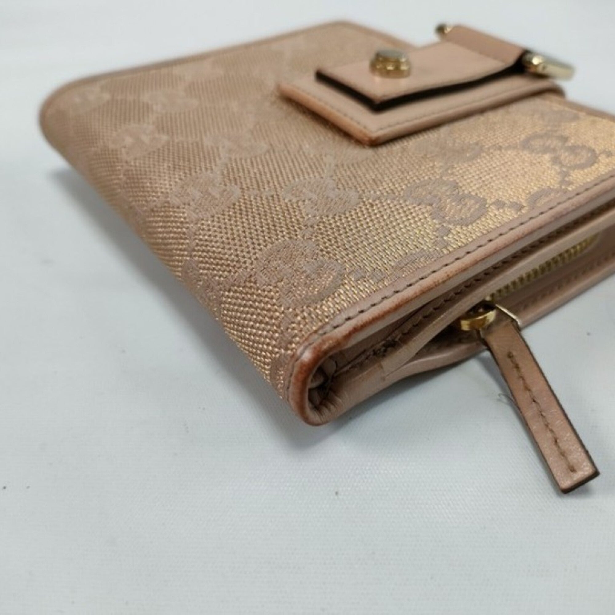 Gucci Beige Gg Canvas Leather Wallet (Bi-Fold) (Pre-Owned)