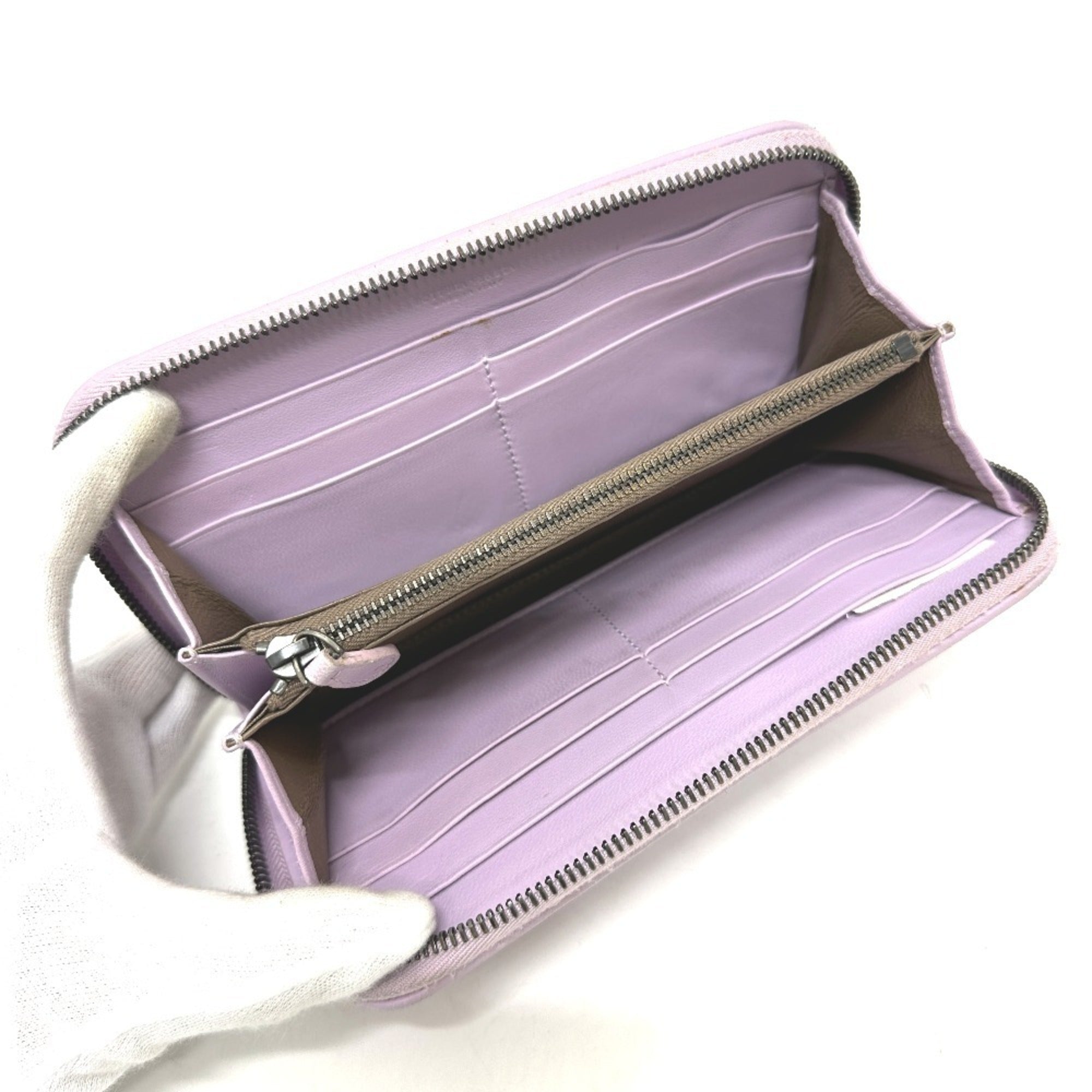 Bottega Veneta Purple Leather Long Wallet (Bi-Fold) (Pre-Owned)